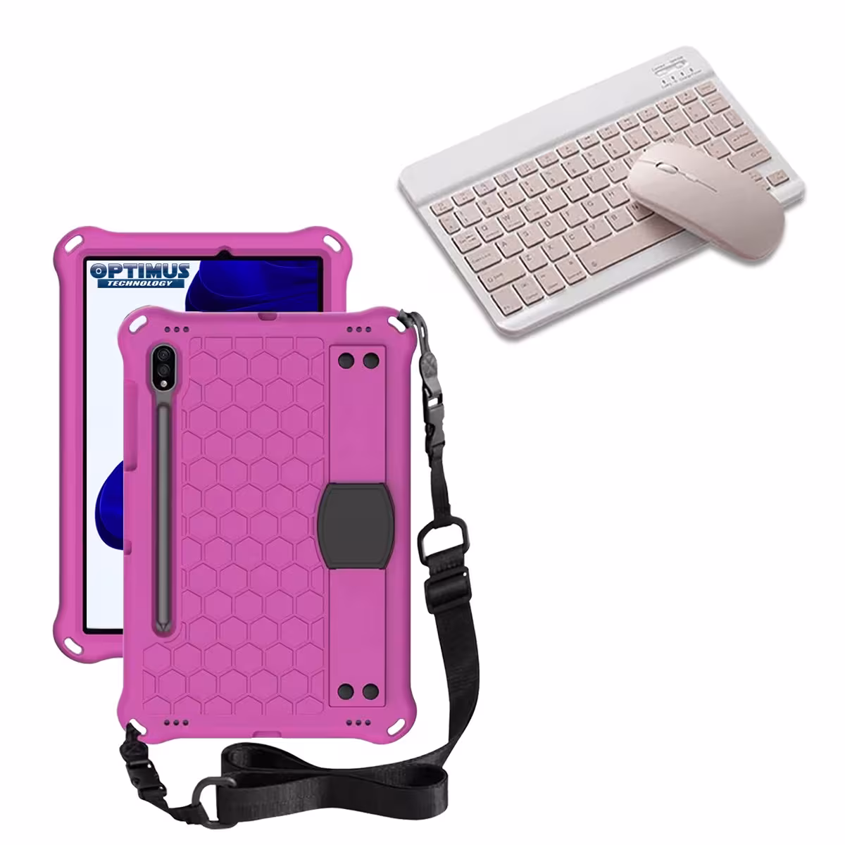 Kit Case Forro Protector con correa + Teclado y Mouse Bluetooth para Tablet Samsung Galaxy Tab S9 FE 10.9 Pulgadas 2023 SM-X510