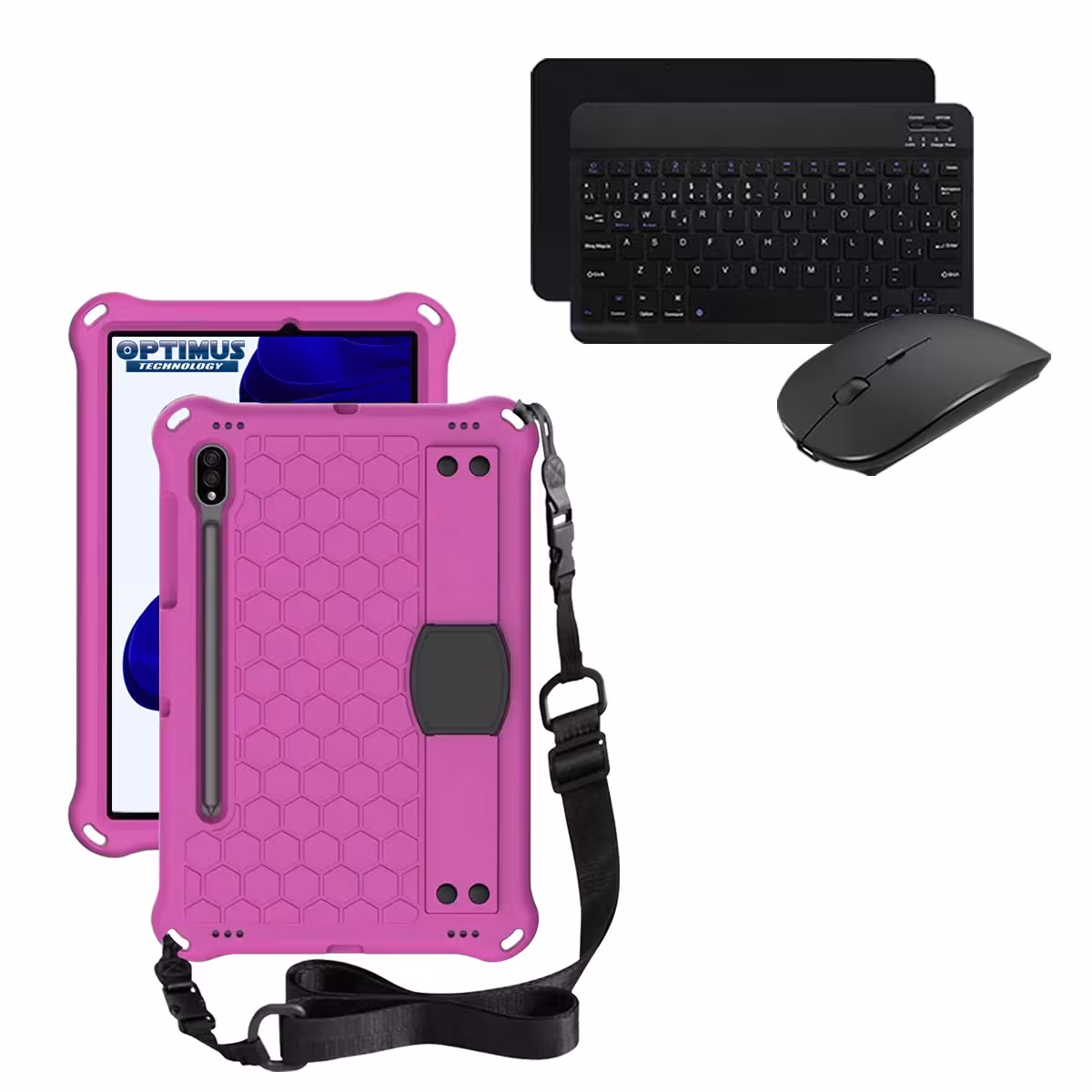 Kit Case Forro Protector con correa + Teclado y Mouse Bluetooth para Tablet Samsung Galaxy Tab S9 FE 10.9 Pulgadas 2023 SM-X510
