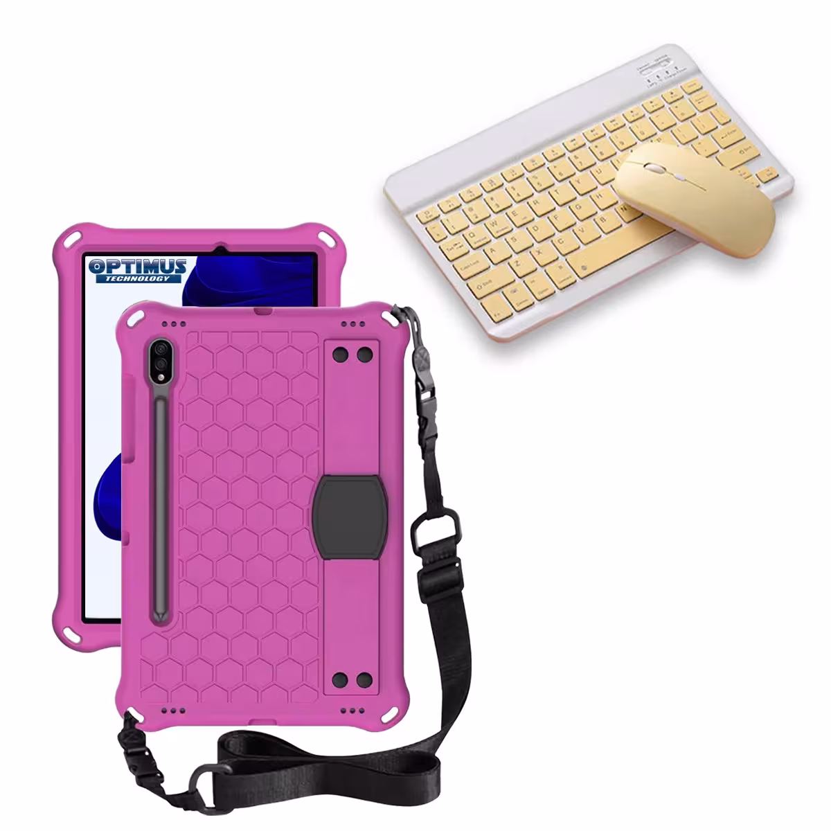 Kit Case Forro Protector con correa + Teclado y Mouse Bluetooth para Tablet Samsung Galaxy Tab S9 FE 10.9 Pulgadas 2023 SM-X510