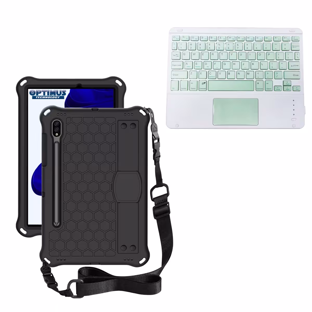 Kit Case Protector con correa + Teclado Mouse Touchpad Bluetooth para Tablet Samsung Galaxy Tab S9 FE 10.9 Pulgadas 2023 SM-X510