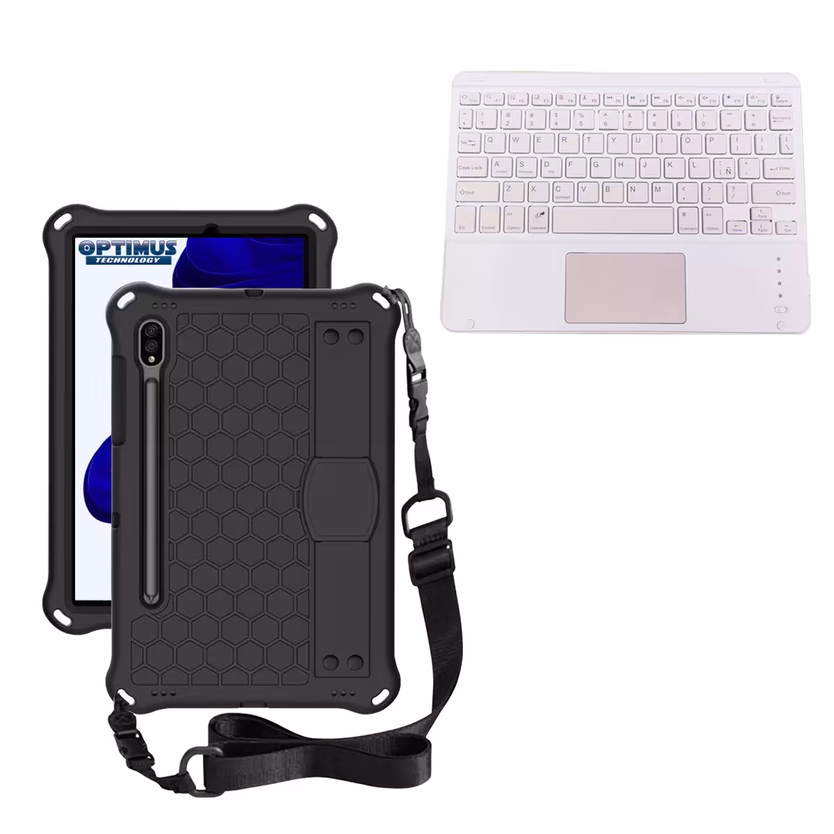 Kit Case Protector con correa + Teclado Mouse Touchpad Bluetooth para Tablet Samsung Galaxy Tab S9 FE 10.9 Pulgadas 2023 SM-X510