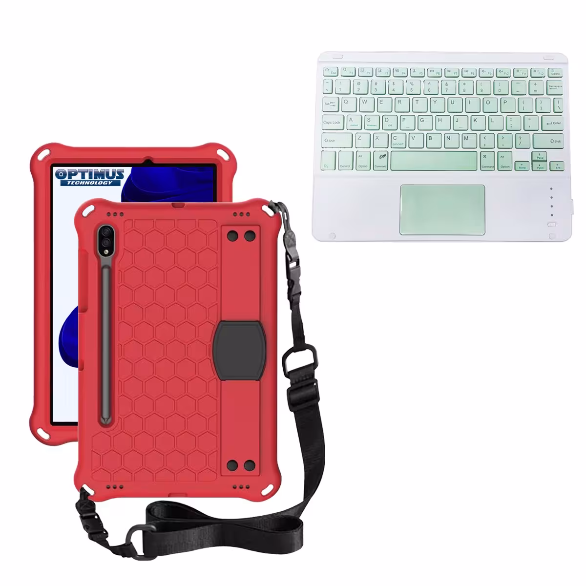 Kit Case Protector con correa + Teclado Mouse Touchpad Bluetooth para Tablet Samsung Galaxy Tab S9 FE 10.9 Pulgadas 2023 SM-X510