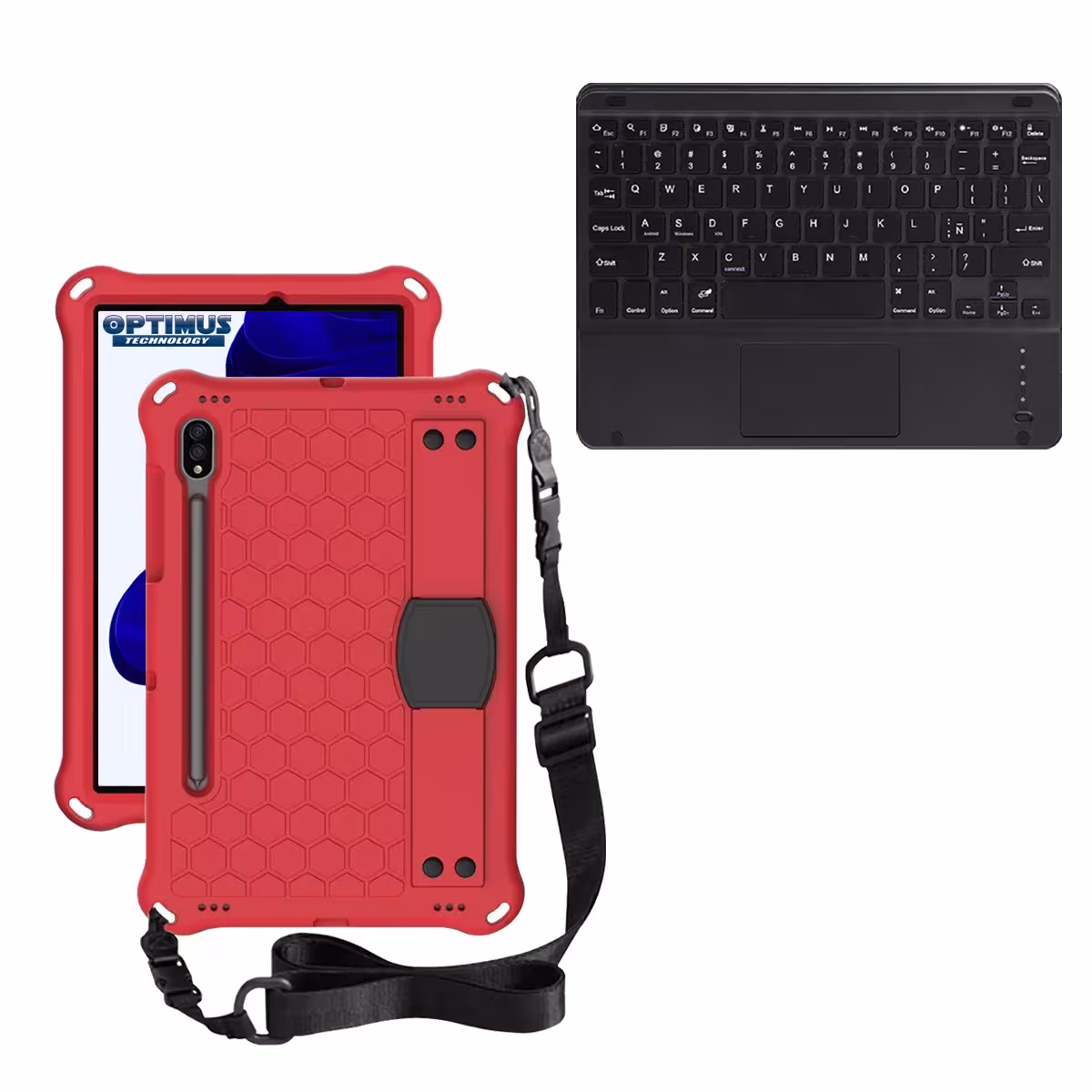 Kit Case Protector con correa + Teclado Mouse Touchpad Bluetooth para Tablet Samsung Galaxy Tab S9 FE 10.9 Pulgadas 2023 SM-X510