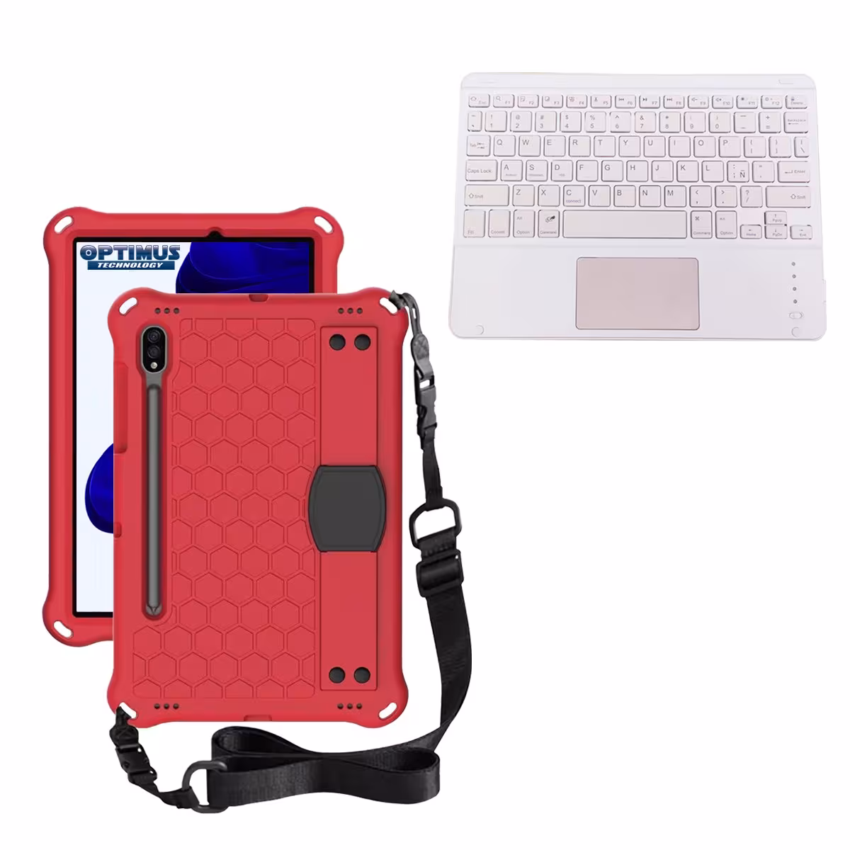 Kit Case Protector con correa + Teclado Mouse Touchpad Bluetooth para Tablet Samsung Galaxy Tab S9 FE 10.9 Pulgadas 2023 SM-X510