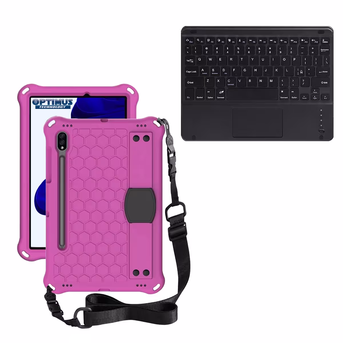 Kit Case Protector con correa + Teclado Mouse Touchpad Bluetooth para Tablet Samsung Galaxy Tab S9 FE 10.9 Pulgadas 2023 SM-X510