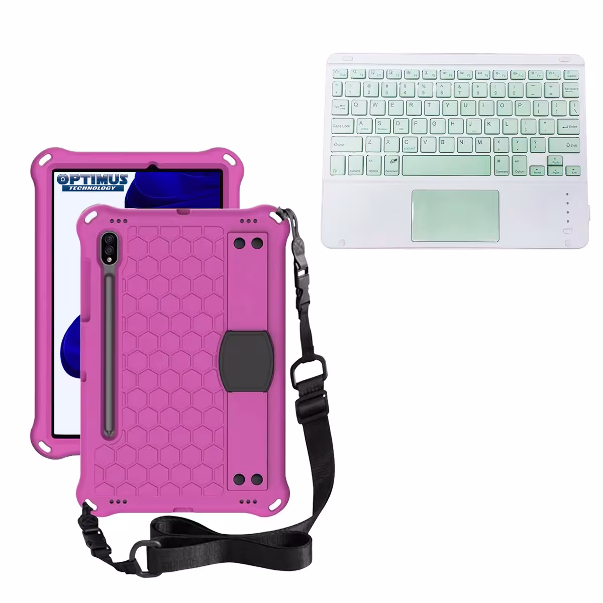 Kit Case Protector con correa + Teclado Mouse Touchpad Bluetooth para Tablet Samsung Galaxy Tab S9 FE 10.9 Pulgadas 2023 SM-X510