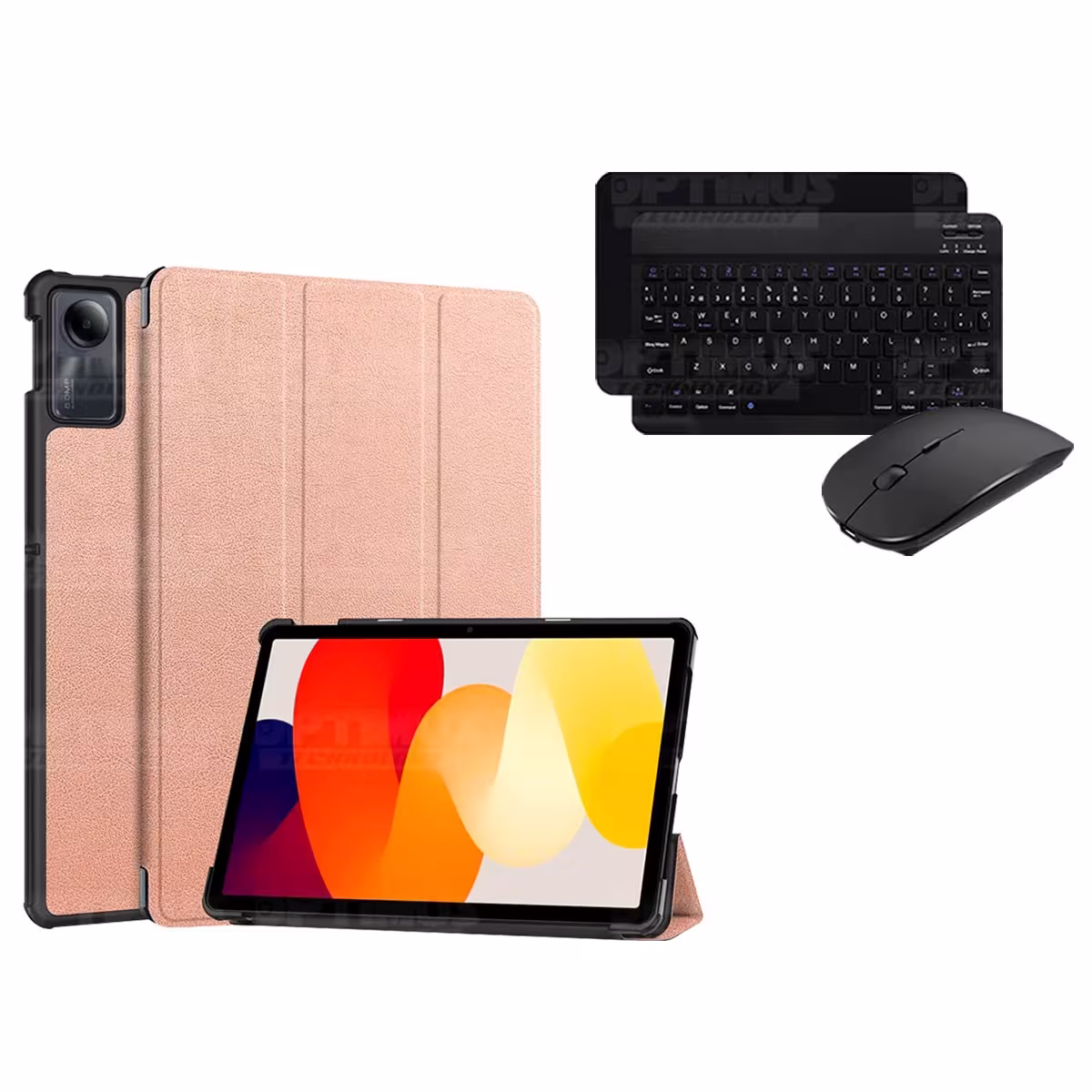 Kit Case Forro Protector + Teclado y Mouse Ratón Bluetooth para Tablet Xiaomi Redmi Pad SE 11 Pulgadas 2023 Wifi