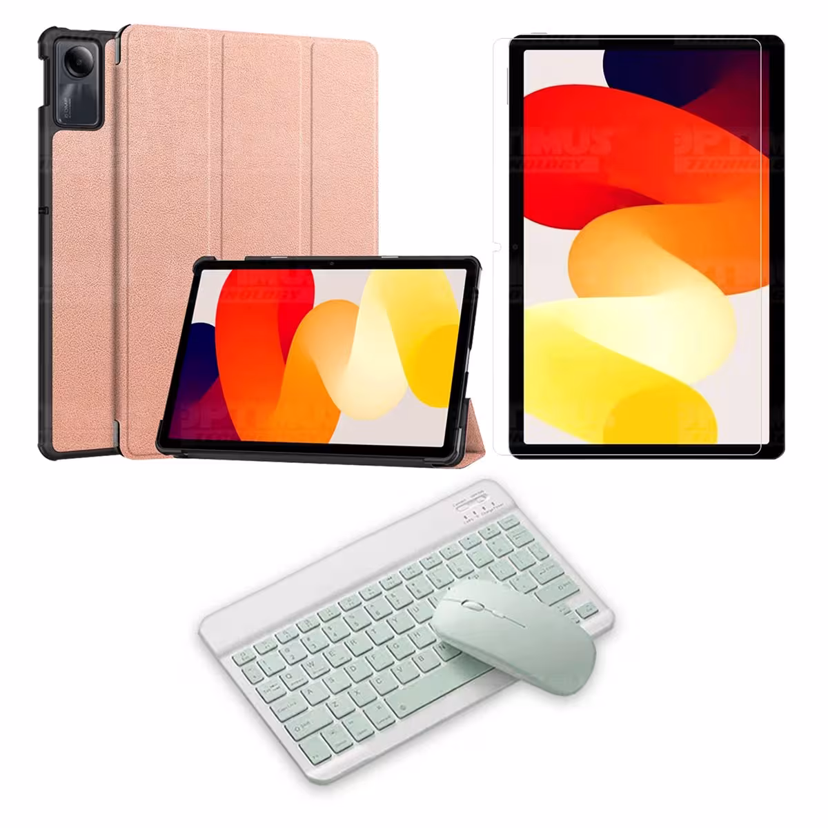 Kit Vidrio templado + Case Protector + Teclado y Mouse Bluetooth Tablet Xiaomi Redmi Pad SE 11 Pulgadas 2023 Wifi