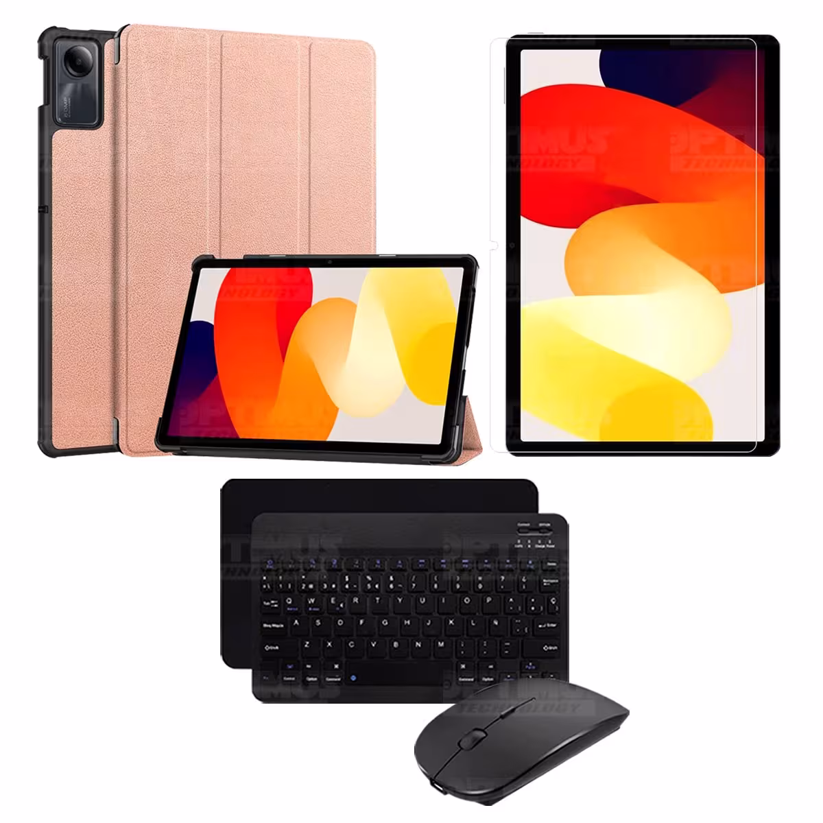 Kit Vidrio templado + Case Protector + Teclado y Mouse Bluetooth Tablet Xiaomi Redmi Pad SE 11 Pulgadas 2023 Wifi
