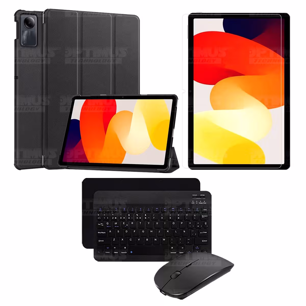 Kit Vidrio templado + Case Protector + Teclado y Mouse Bluetooth Tablet Xiaomi Redmi Pad SE 11 Pulgadas 2023 Wifi