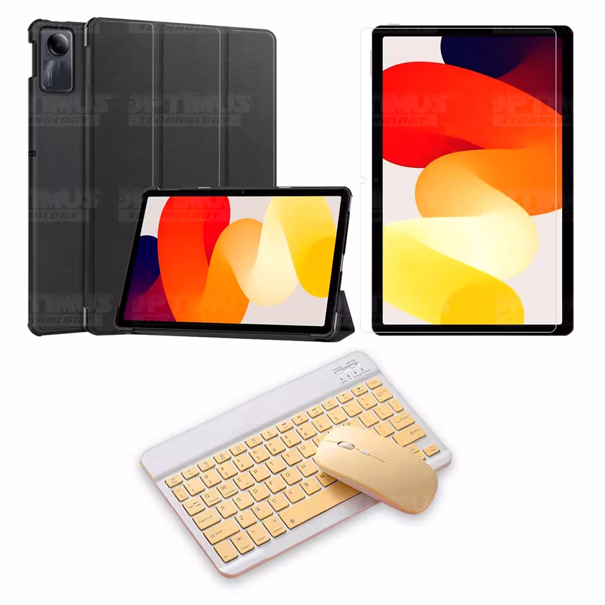 Kit Vidrio templado + Case Protector + Teclado y Mouse Bluetooth Tablet Xiaomi Redmi Pad SE 11 Pulgadas 2023 Wifi