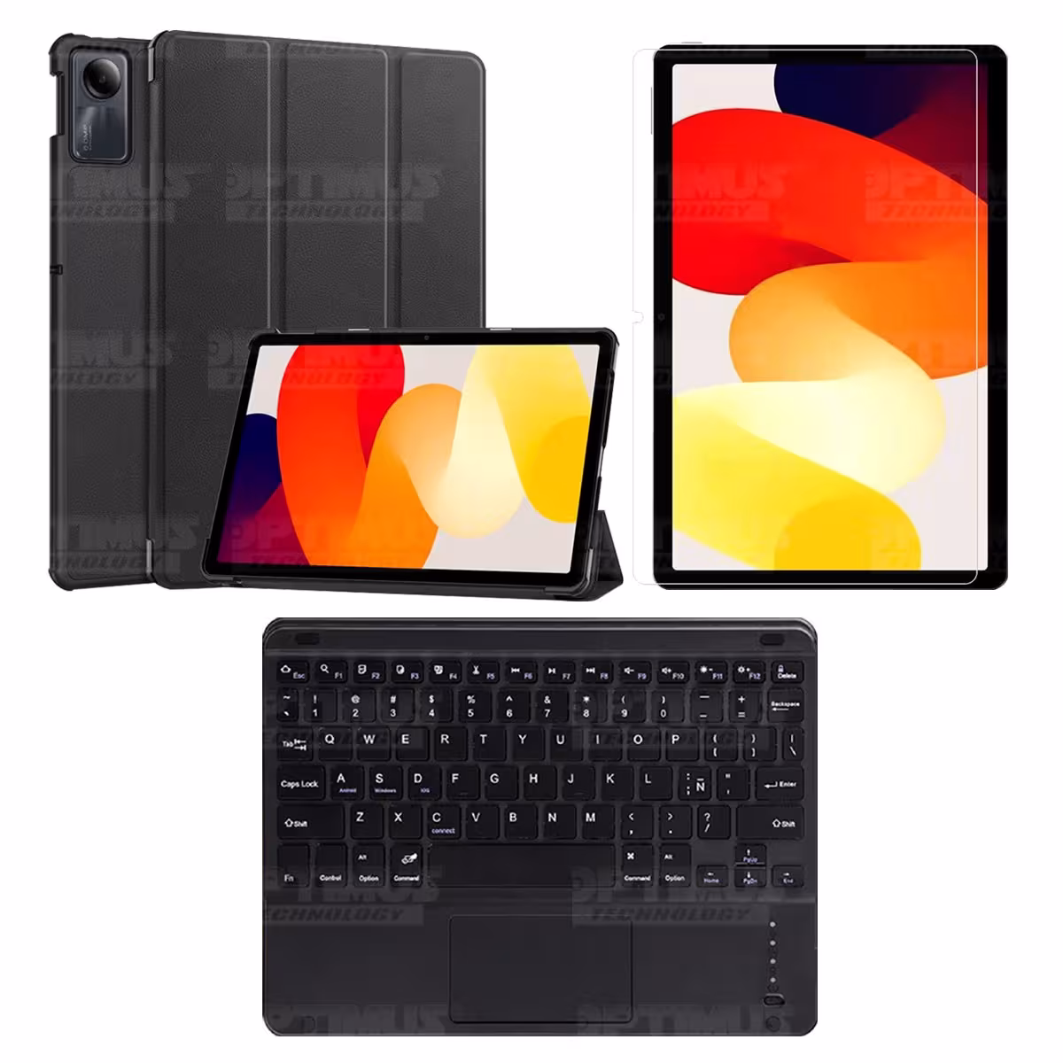 Kit Vidrio templado + Case Protector + Teclado Touchpad Bluetooth Tablet Xiaomi Redmi Pad SE 11 Pulgadas 2023 Wifi