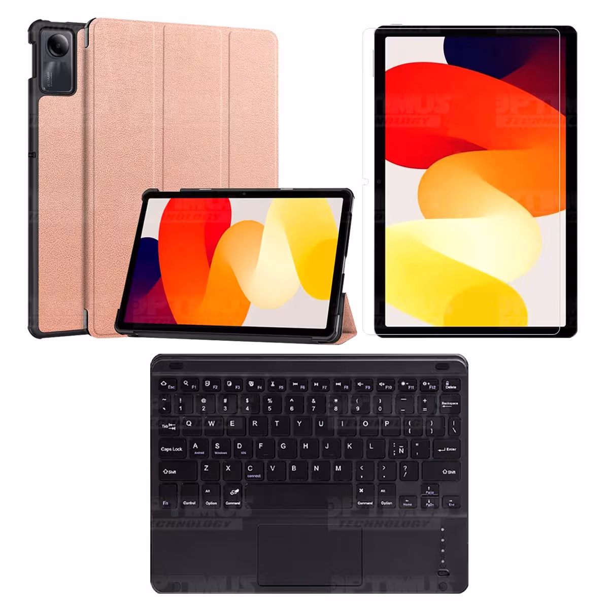 Kit Vidrio templado + Case Protector + Teclado Touchpad Bluetooth Tablet Xiaomi Redmi Pad SE 11 Pulgadas 2023 Wifi