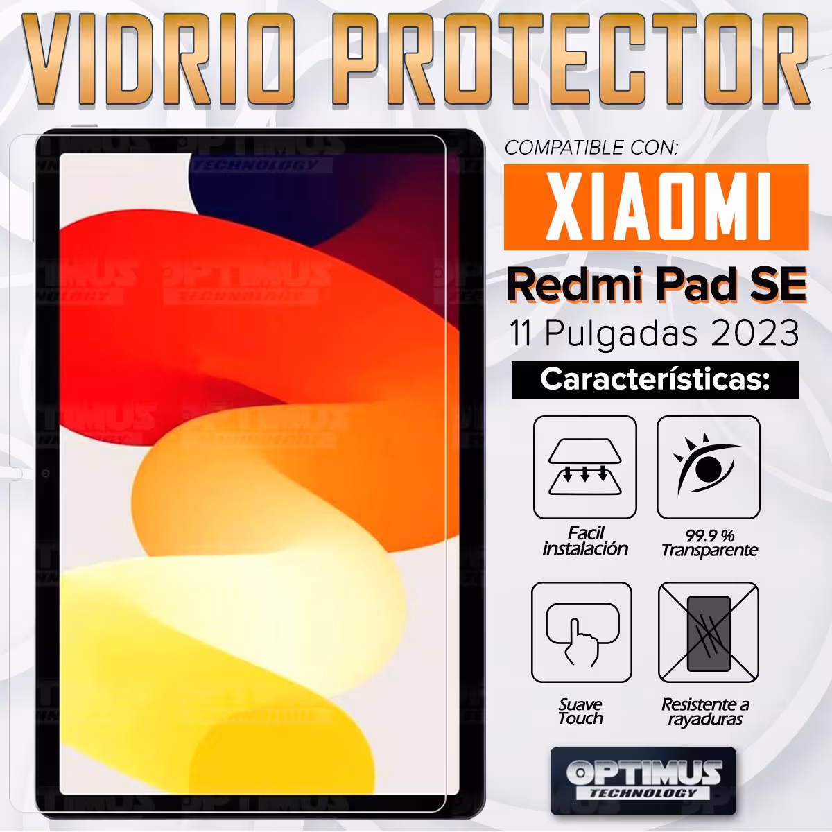 Kit Vidrio templado + Case Protector + Teclado Touchpad Bluetooth Tablet Xiaomi Redmi Pad SE 11 Pulgadas 2023 Wifi