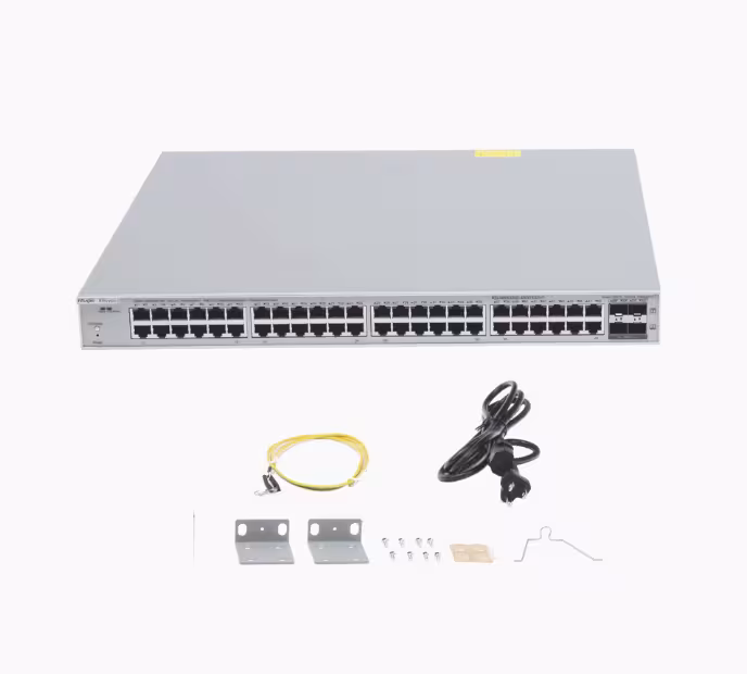 RUIJIE-SWITCH ADMINISTRABLE DE 48 PUERTOS GIGABIT POE 802.3AF/AT + 4 SFP+ PARA FIBRA 10GB, GESTIÓN GRATUITA DESDE LA NUBE