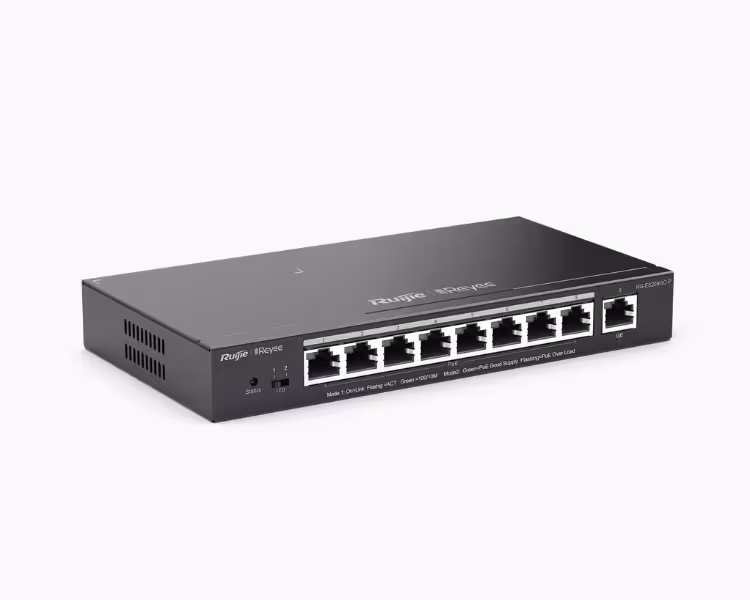 RUIJIE-SWITCH ADMINISTRABLE 8 PUERTOS POE+ 802.3AF/AT GIGABIT, GESTIÓN GRATUITA DESDE LA NUBE, 120W
