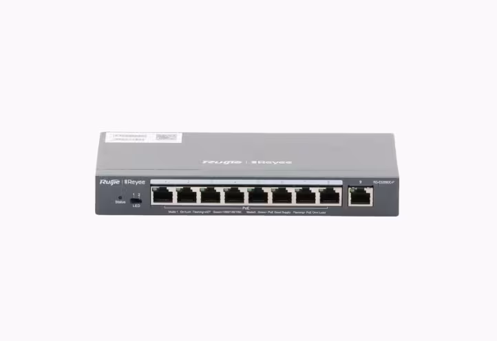 RUIJIE-SWITCH ADMINISTRABLE 8 PUERTOS POE+ 802.3AF/AT GIGABIT, GESTIÓN GRATUITA DESDE LA NUBE, 120W