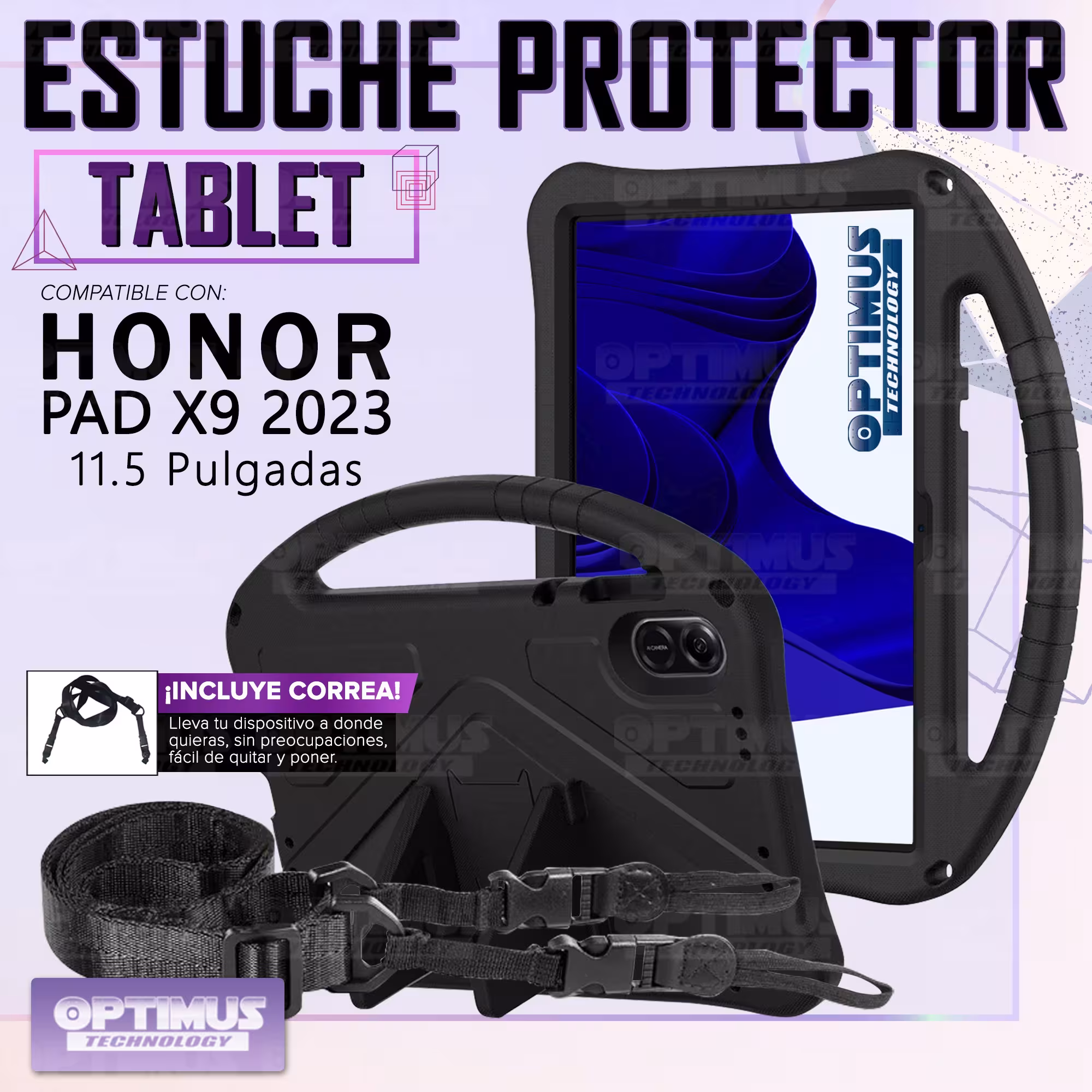 Estuche Case protector Anti-Shock Correa Desmontable Para Tablet Huawei Honor Pad X9 2023 11.5 Pulgadas Anti golpes con soporte