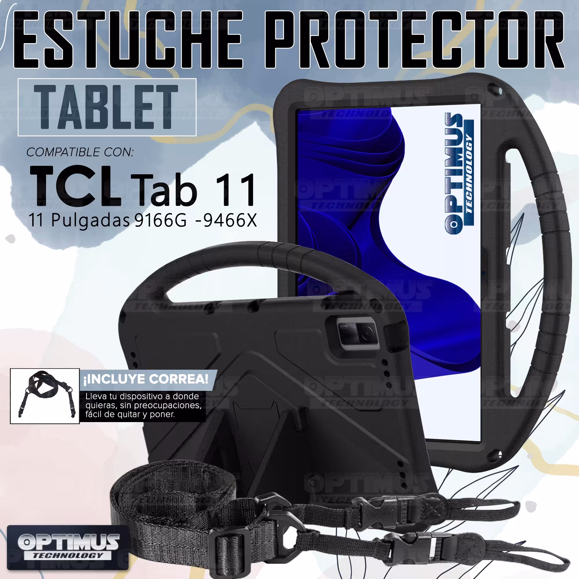 Estuche Case protector Anti-Shock Correa Desmontable Para Tablet TCL Tab 11 Pulgadas | TCL Nxtpaper Anti golpes con soporte