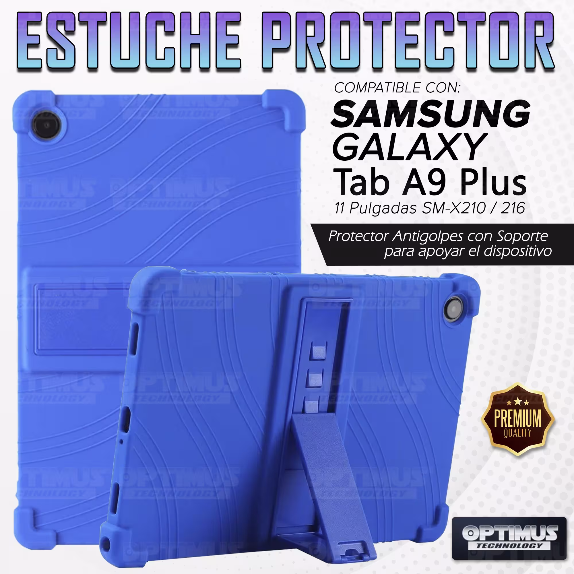 Estuche Case protector de goma para Tablet Samsung Galaxy Tab A9 Plus 11 Pulgadas SM-X210 / X216 / X218 Anti golpes con soporte