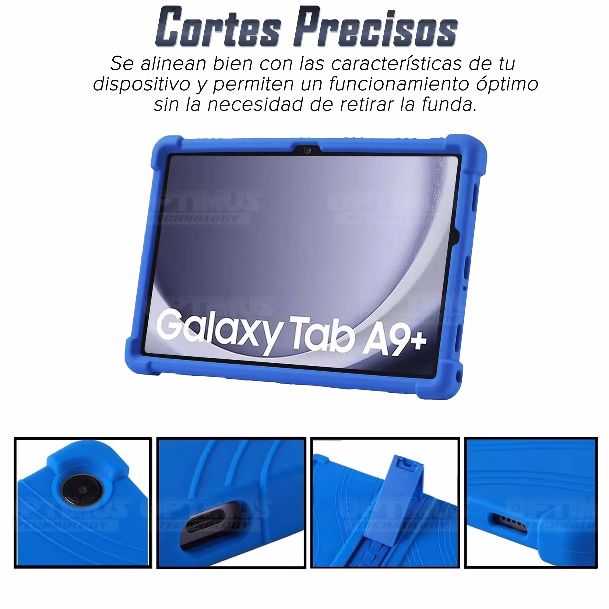 Estuche Case protector de goma para Tablet Samsung Galaxy Tab A9 Plus 11 Pulgadas SM-X210 / X216 / X218 Anti golpes con soporte