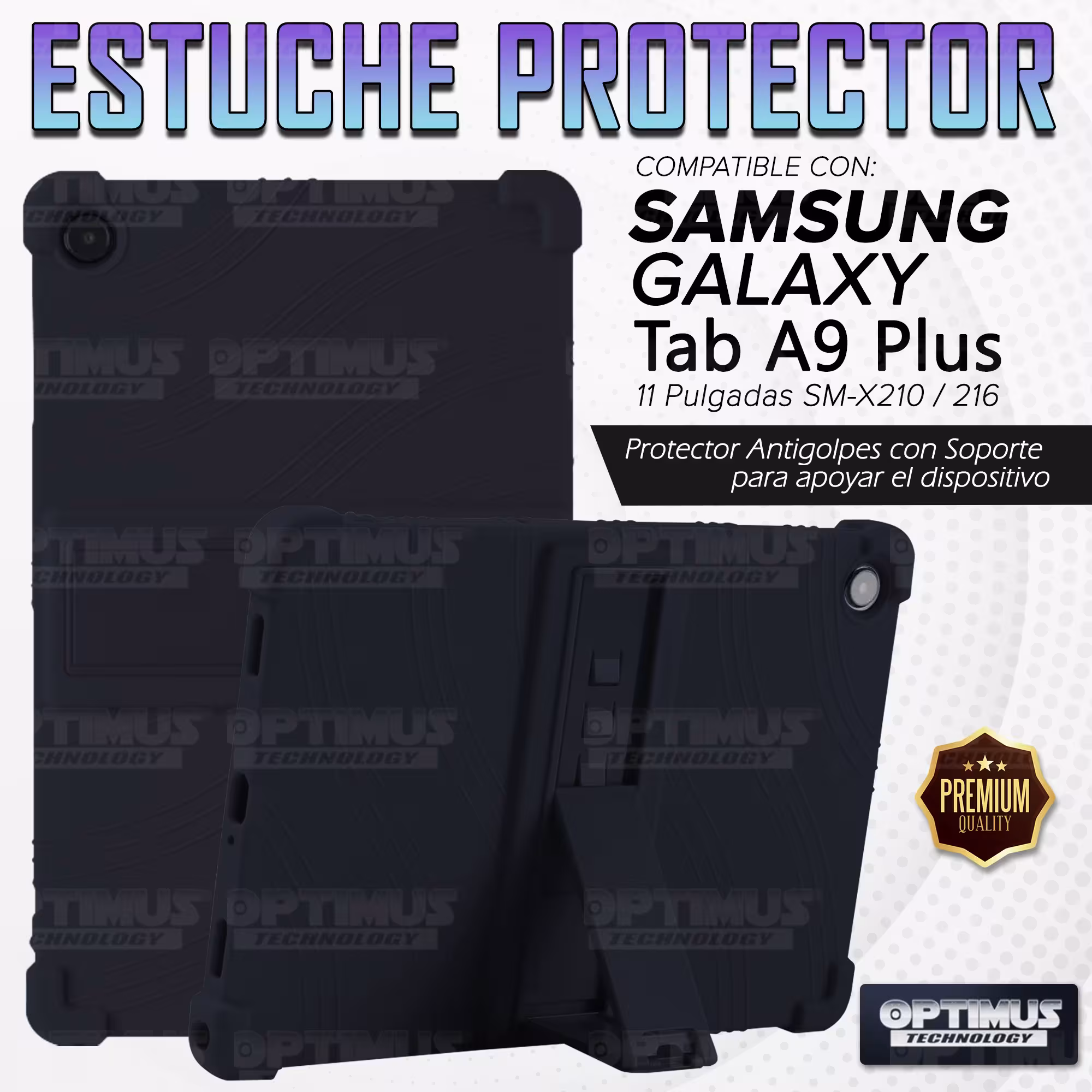 Estuche Case protector de goma para Tablet Samsung Galaxy Tab A9 Plus 11 Pulgadas SM-X210 / X216 / X218 Anti golpes con soporte