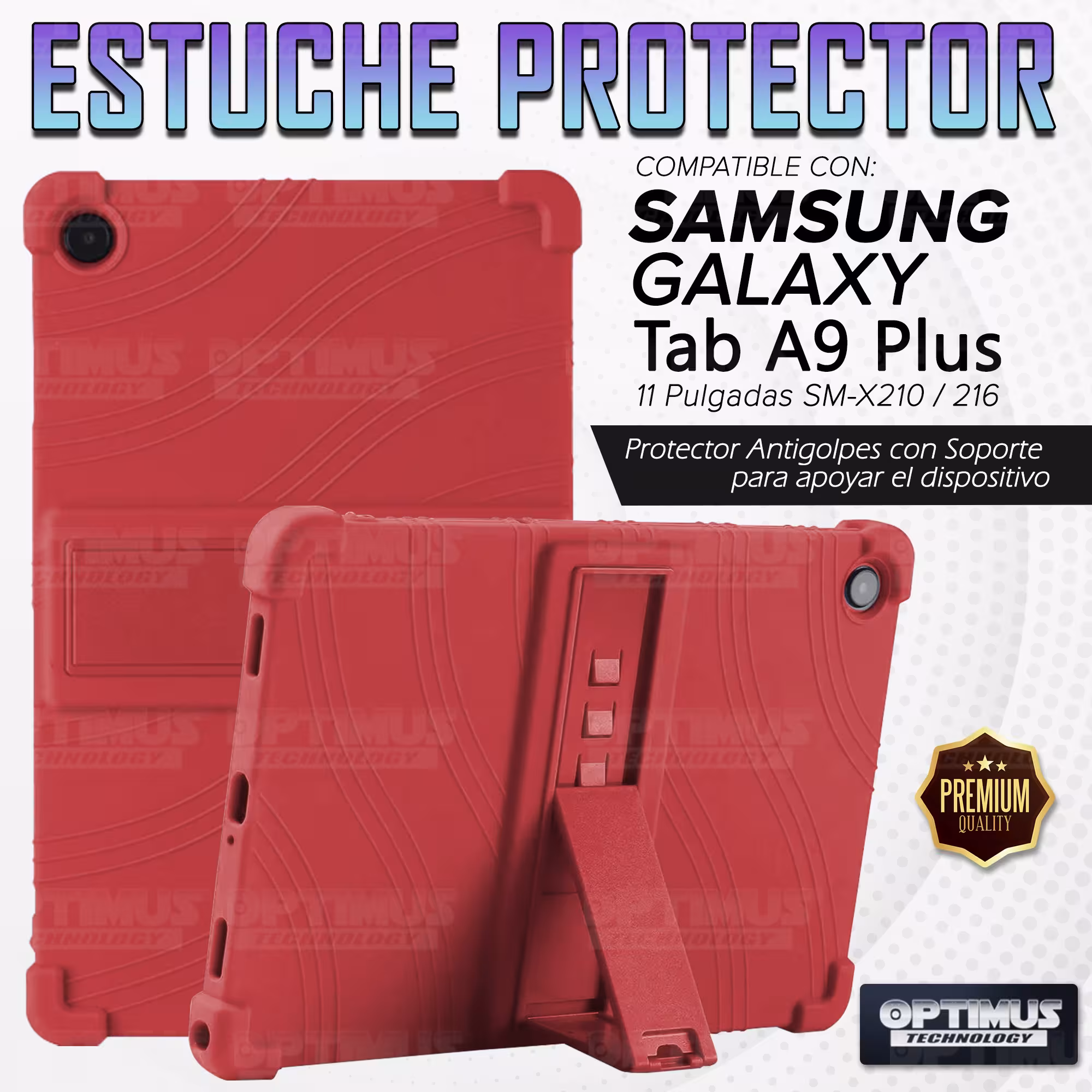 Estuche Case protector de goma para Tablet Samsung Galaxy Tab A9 Plus 11 Pulgadas SM-X210 / X216 / X218 Anti golpes con soporte