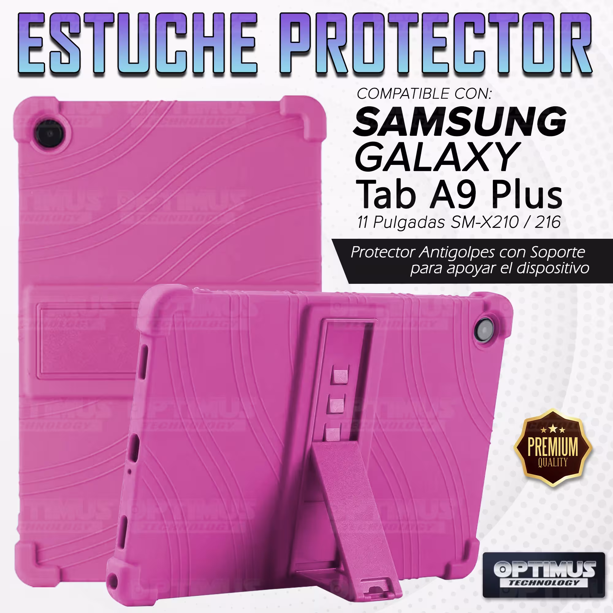 Estuche Case protector de goma para Tablet Samsung Galaxy Tab A9 Plus 11 Pulgadas SM-X210 / X216 / X218 Anti golpes con soporte