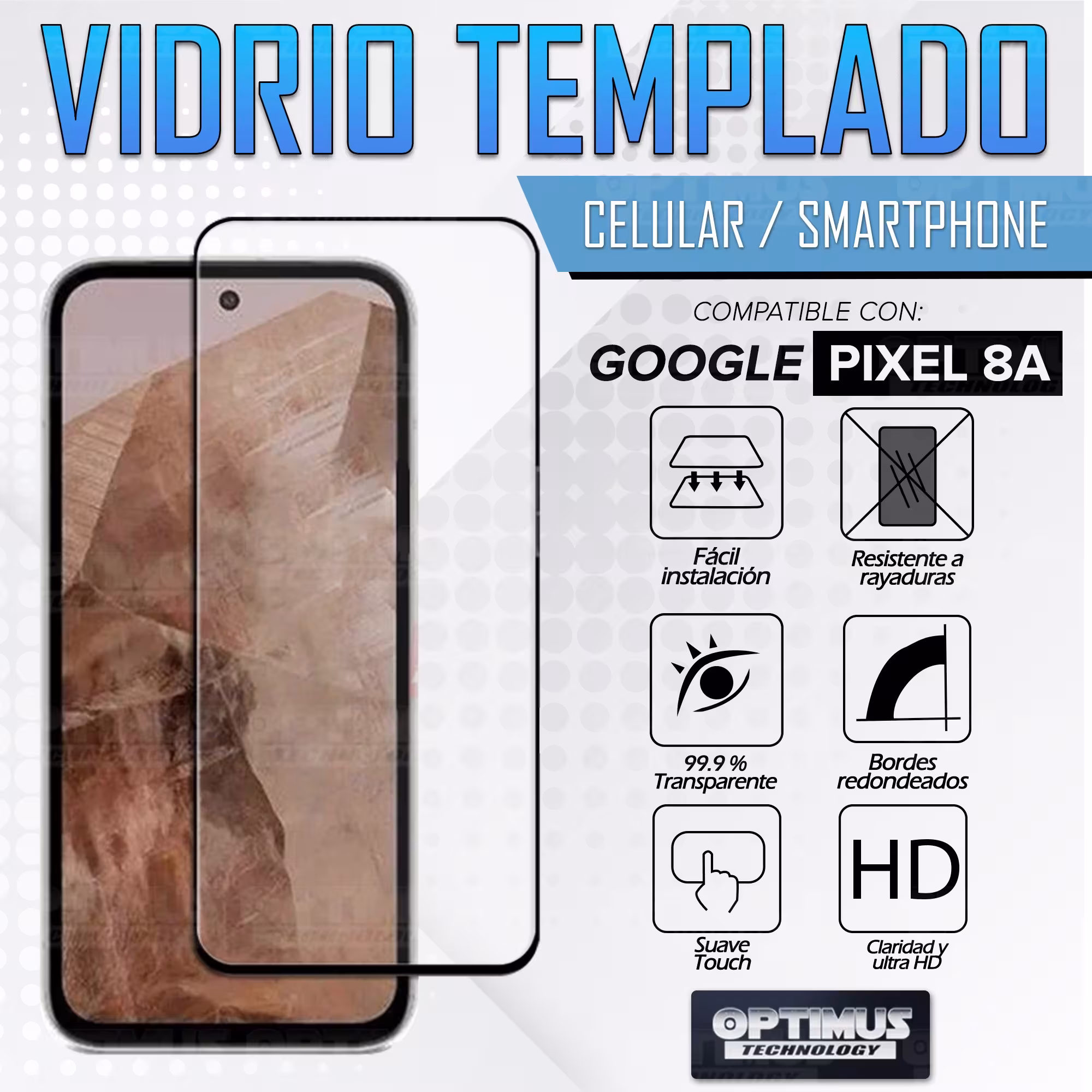 Vidrio Cristal Templado Protector para celular smartphone Google Pixel 8A 5G 2024 6.1 Pulgadas