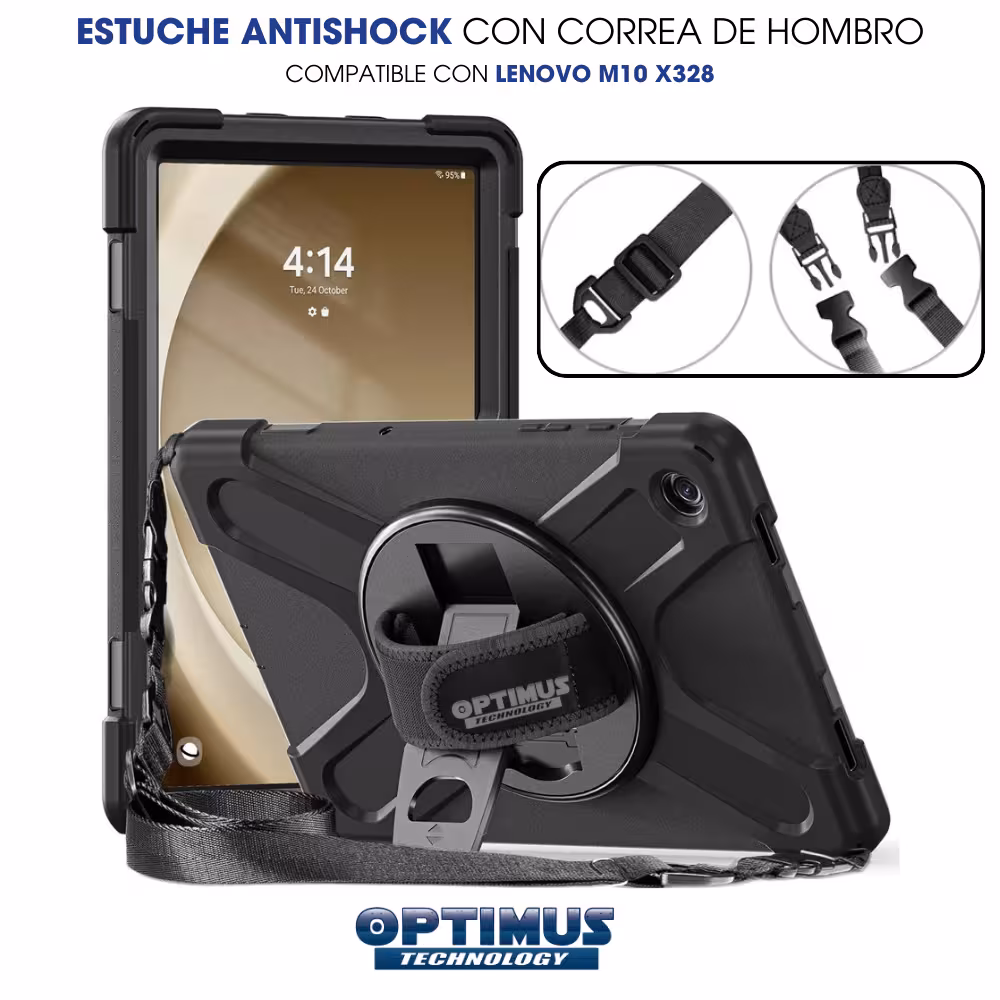 Estuche Protector con Correa y soporte giratorio 360° Tablet Lenovo M10 HD 3rd Generación TB-328 2022 10.1 Pulgadas ZAAF0071CO
