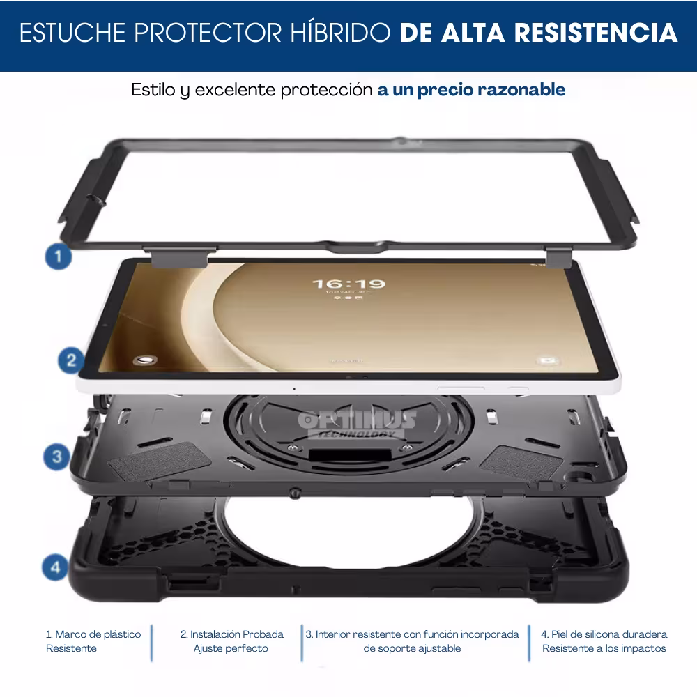 Estuche Protector con Correa y soporte giratorio 360° Tablet Lenovo M10 HD 3rd Generación TB-328 2022 10.1 Pulgadas ZAAF0071CO