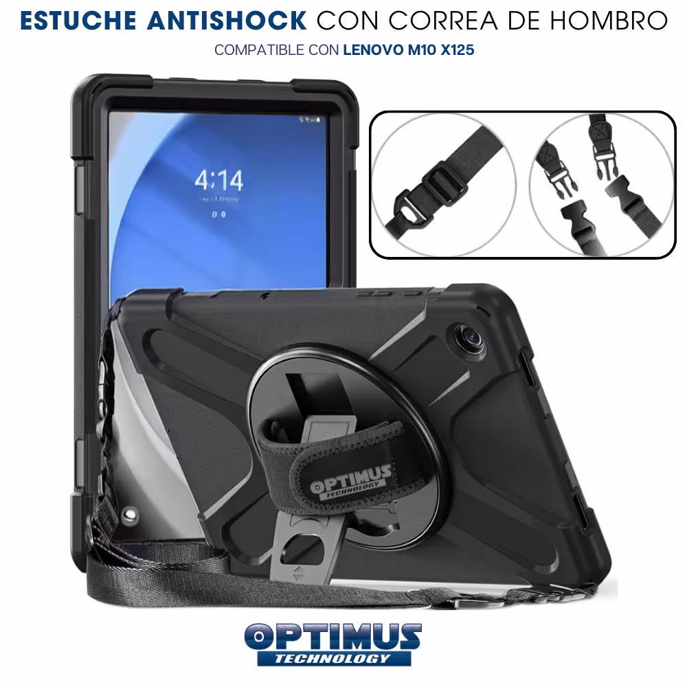 Estuche Protector con Correa y soporte giratorio 360° Tablet Lenovo Tab M10 Plus 3era Gen 10.6 Pulgadas 2022 TB-125FU / TB-128F