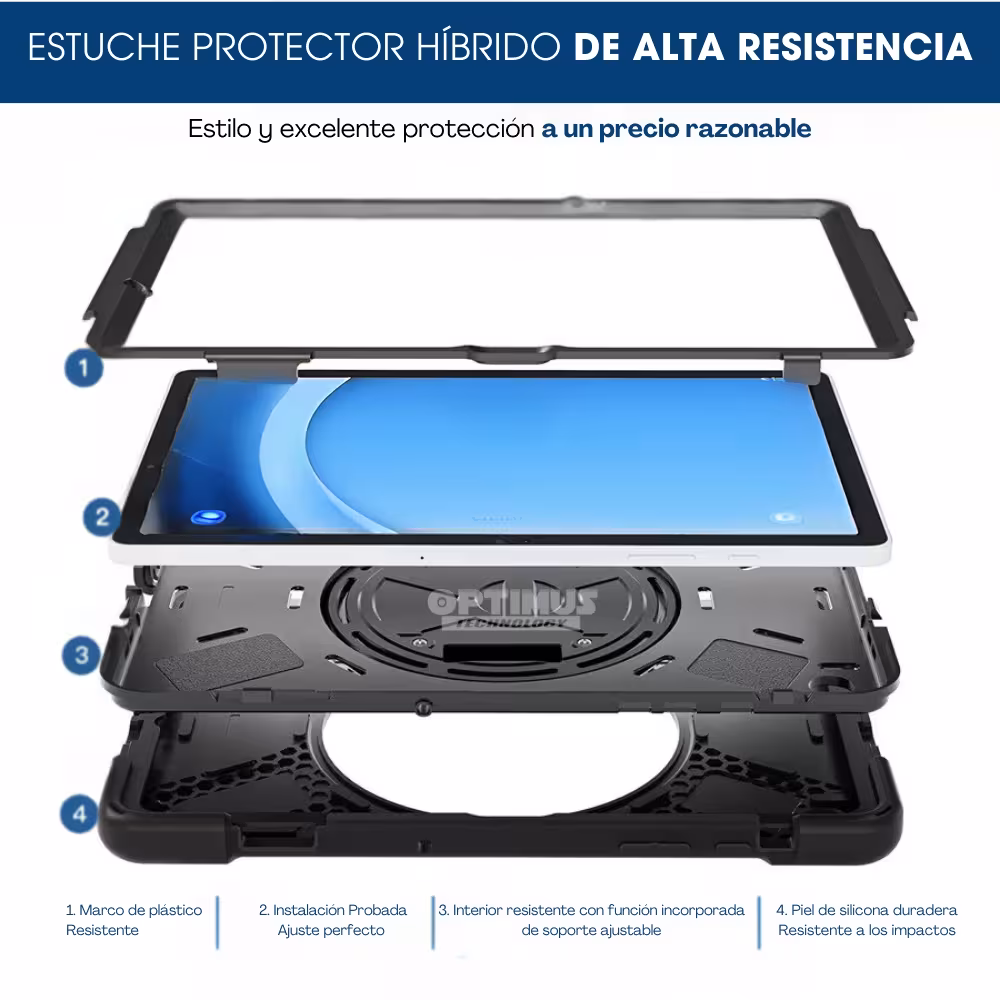 Estuche Protector con Correa y soporte giratorio 360° Tablet Lenovo Tab M10 Plus 3era Gen 10.6 Pulgadas 2022 TB-125FU / TB-128F