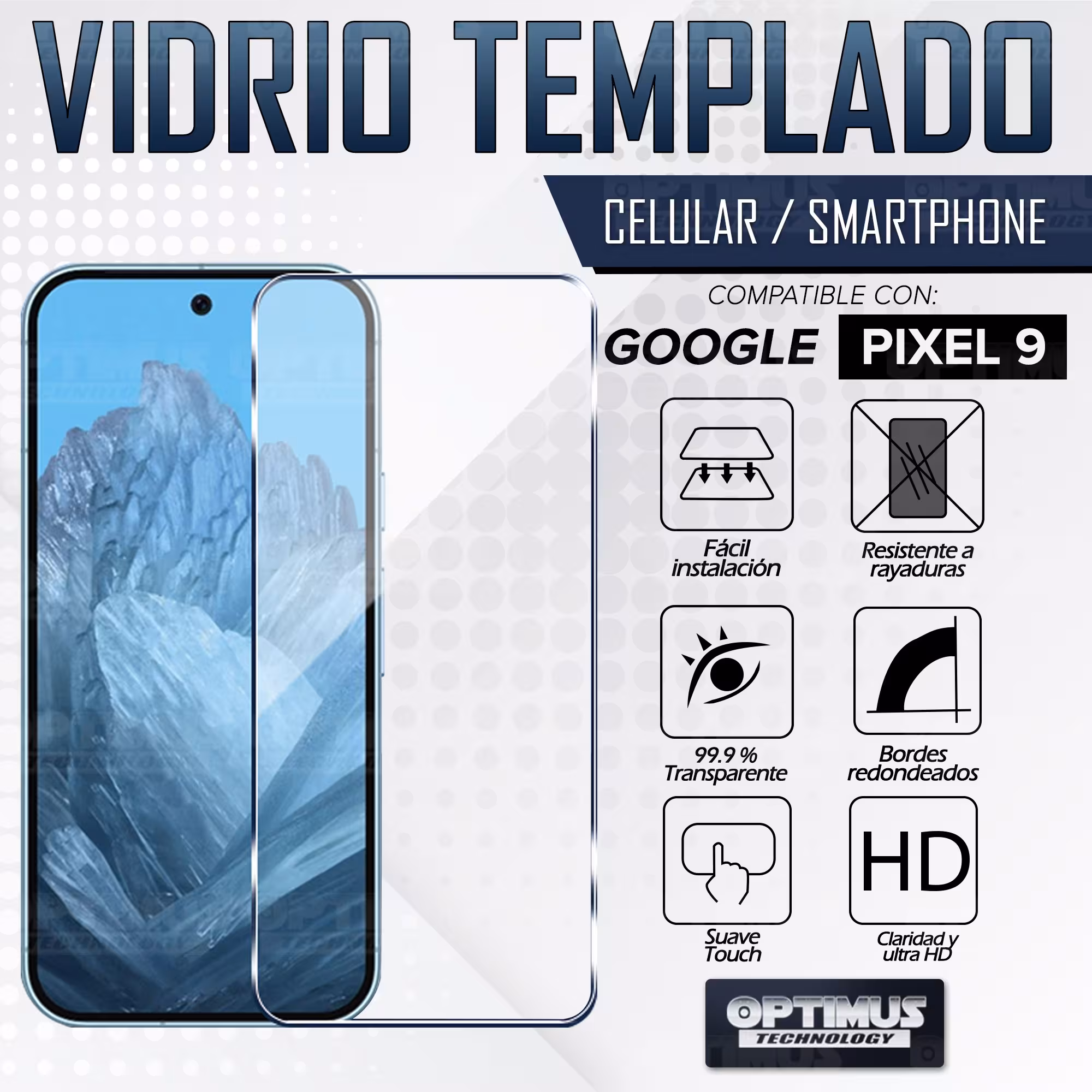 Vidrio Cristal Templado Protector para celular smartphone Google Pixel 9 5G 2024 6,24 pulgadas