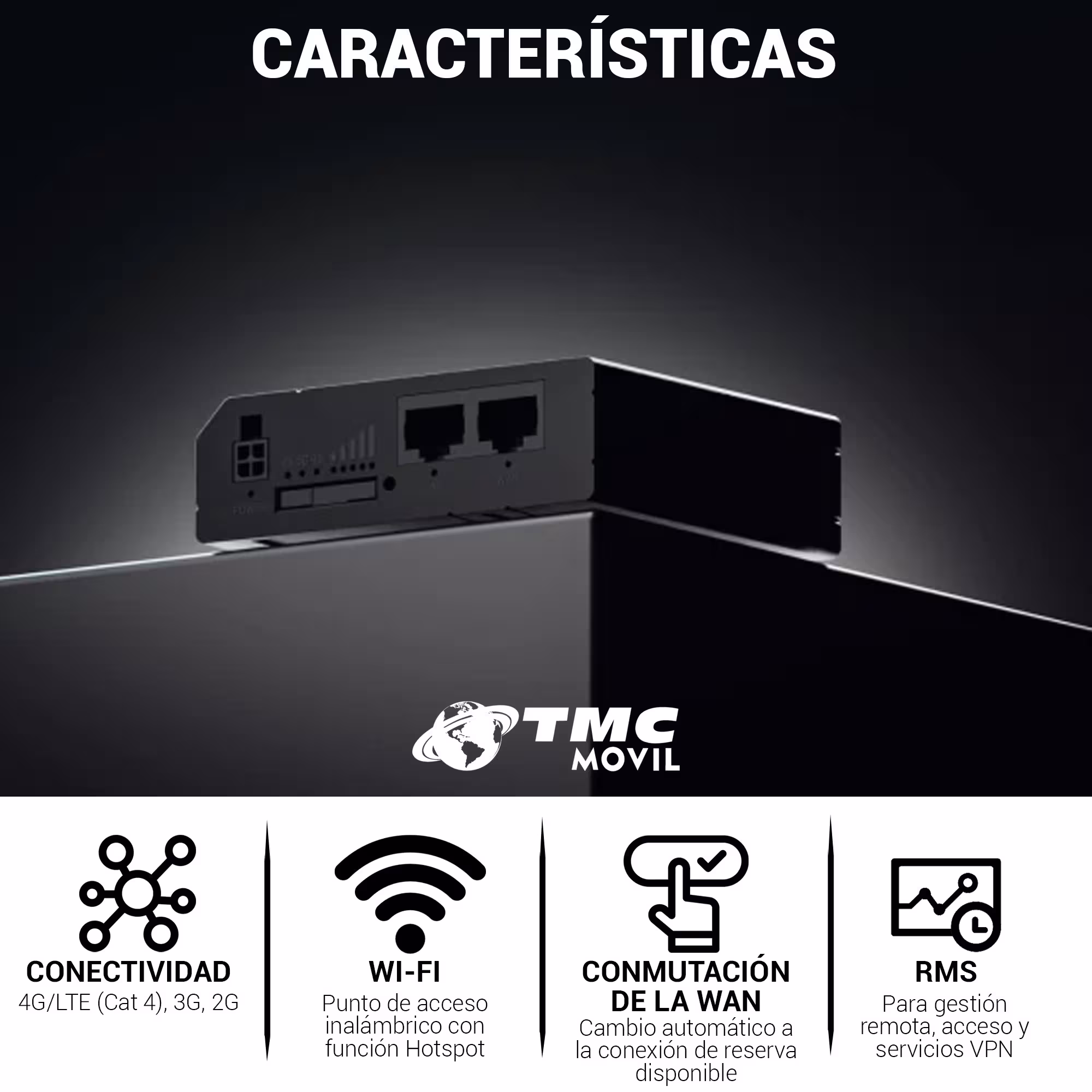 Rourter 4G LTE Sim Teltonika RUT200 Profesional 2 puertos Ethernet 10/100 Mbps, Wi-Fi 2.4 GHz, Bandas: B1/B2/B3/B4/B5/B7/B8/B28