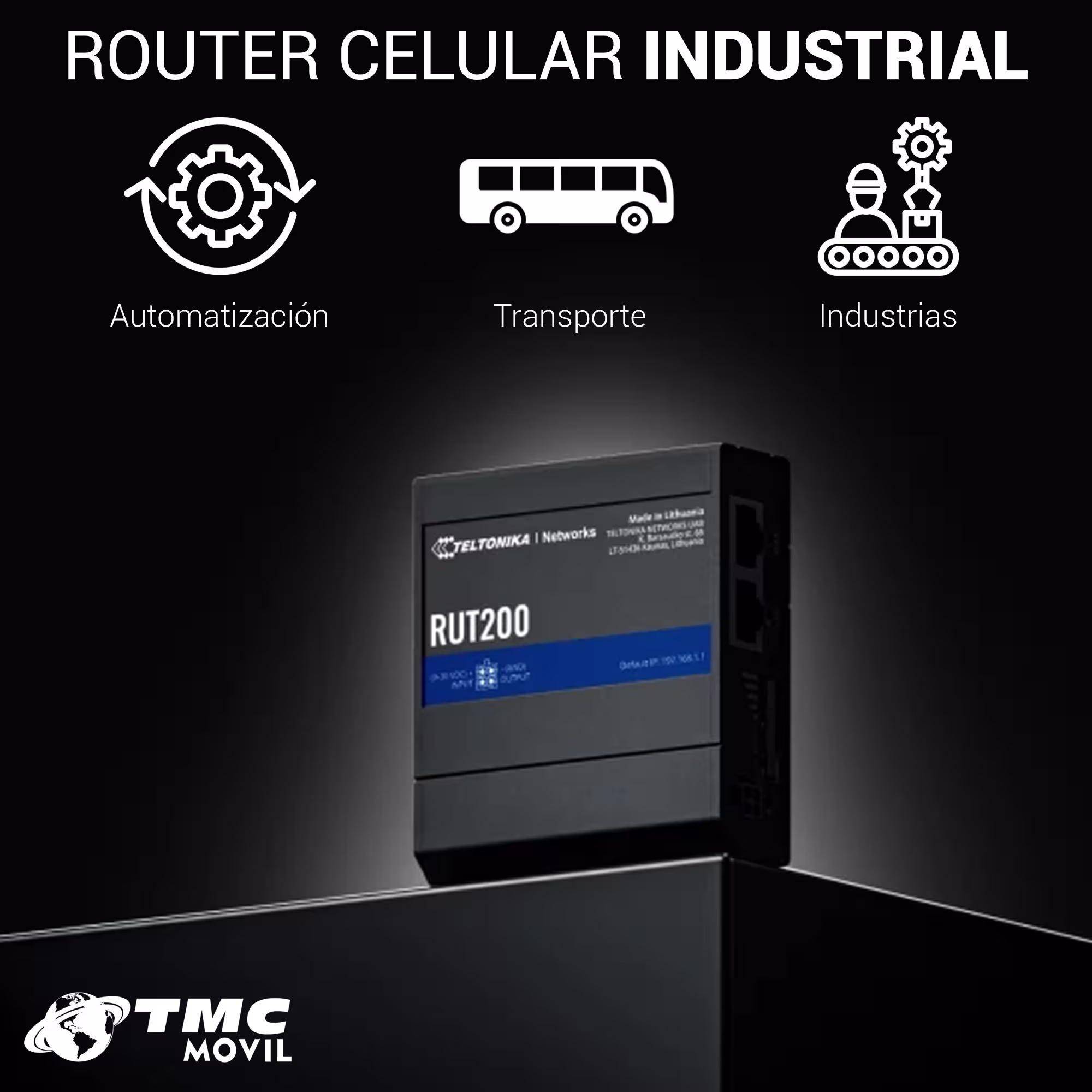 Rourter 4G LTE Sim Teltonika RUT200 Profesional 2 puertos Ethernet 10/100 Mbps, Wi-Fi 2.4 GHz, Bandas: B1/B2/B3/B4/B5/B7/B8/B28