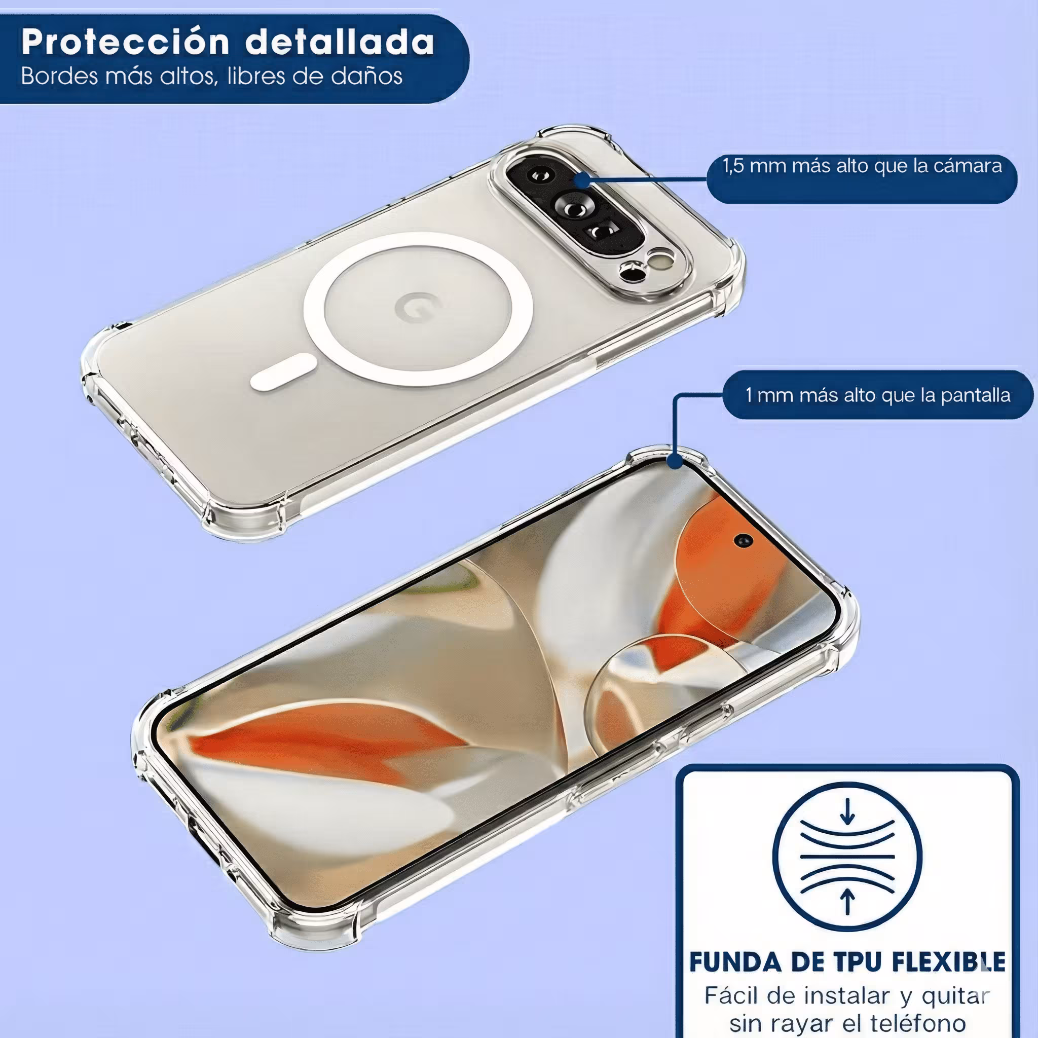 Estuche Case Forro Carcasa Protectora Delgada Anticaída para Celular Smartphone Google Pixel 9 Pro XL 5G 2024 6.8 Pulgadas