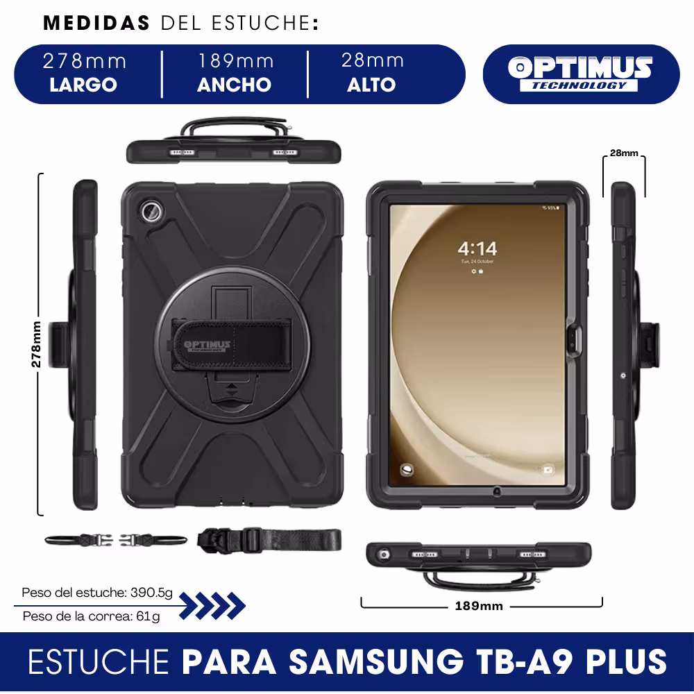 Combo Kit Estuche Antishock Con Correa De Hombro Y Vidrio Templado De Triple Protección Para Samsung A9 Plus/Sm-X210/Sm-X215