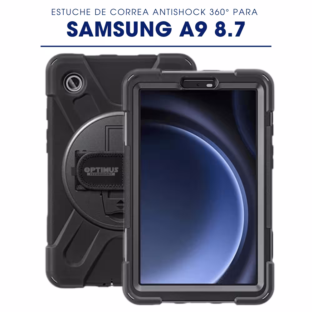 Combo Kit Estuche Antishock Correa Para Hombro Y Vidrio Templado Para Samsung Tb-A9 8.7 Sm-X110 Sm-X115