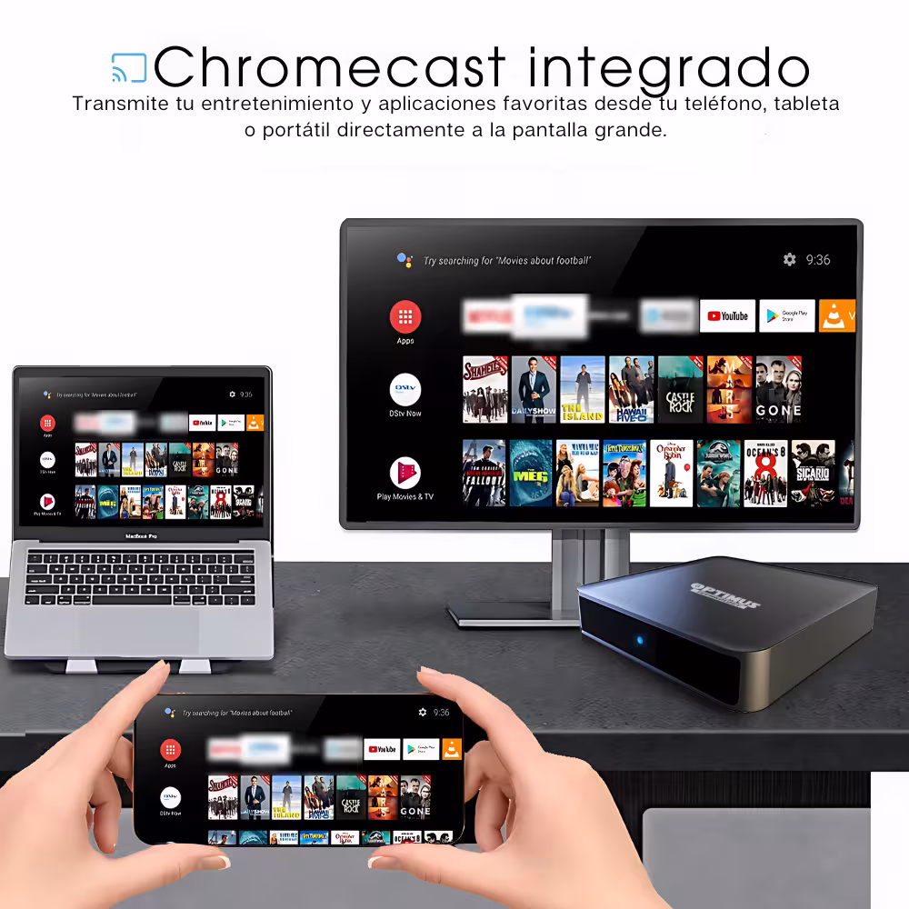 OPTIMUS TV GD2 4K TV Box Android TV Wi-Fi 5G Ultra HD Función de Chromecast con Google Assintant Android tv 12