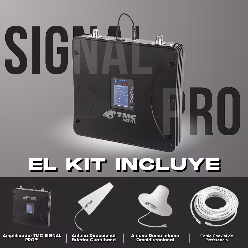Kit Amplificador de Señal TMC SIGNAL PRO Repetidor De Redes 4G/5G Full 698-2600