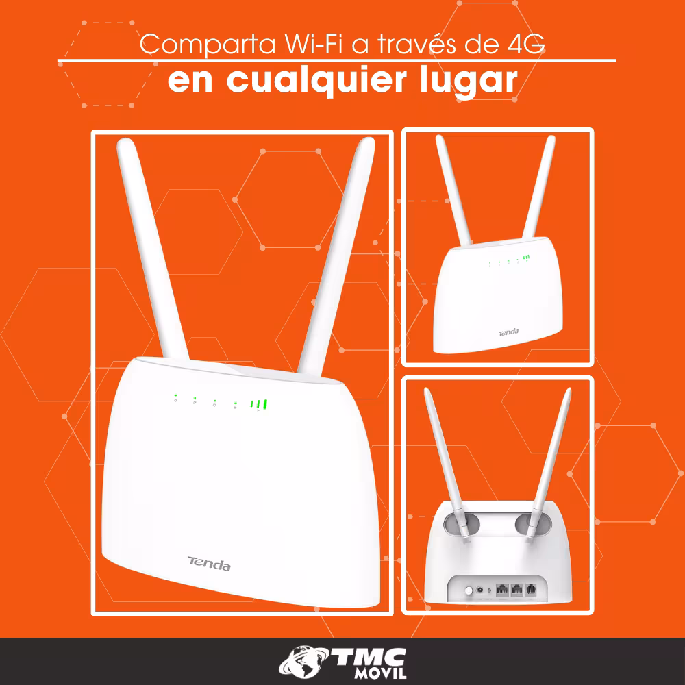 Router tenda 4g06 vista desde varias perspectivas