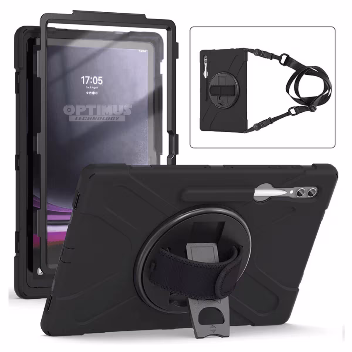 Estuche Protector con Correa Desmontable Tablet Samsung Galaxy Tab S10 Plus de 12.4" SM-X820 SM-X826B Anti golpes con soporte