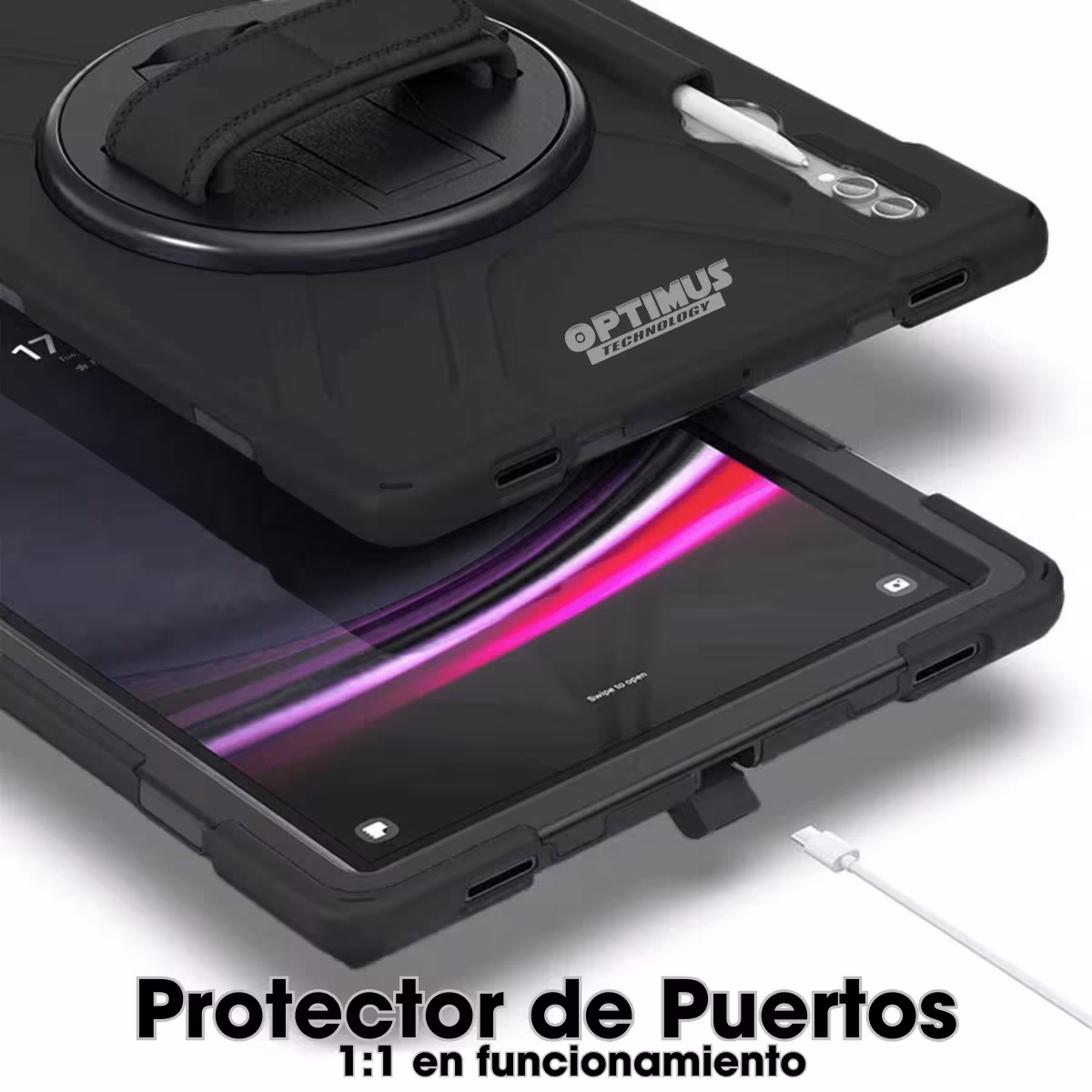 Estuche Protector con Correa Desmontable Tablet Samsung Galaxy Tab S10 Plus de 12.4" SM-X820 SM-X826B Anti golpes con soporte