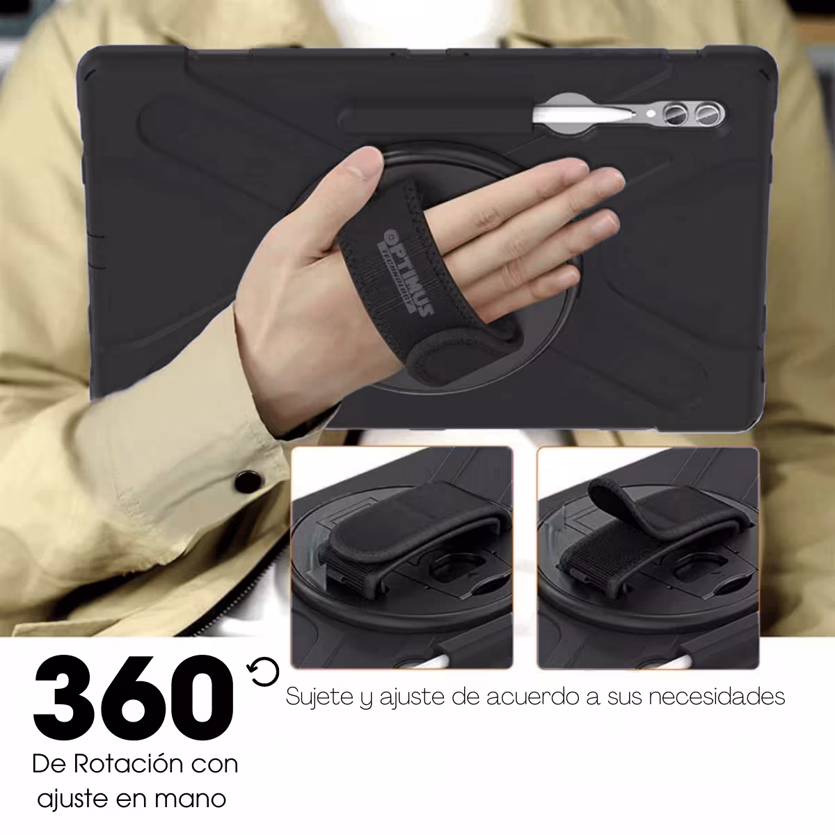 Estuche Protector con Correa Desmontable Tablet Samsung Galaxy Tab S10 Plus de 12.4" SM-X820 SM-X826B Anti golpes con soporte