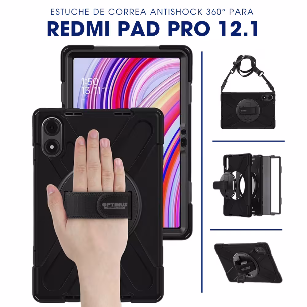 Estuche de correa 360° con soporte rotatorio para xiaomi redmi pad pro de 12.1 pulgadas