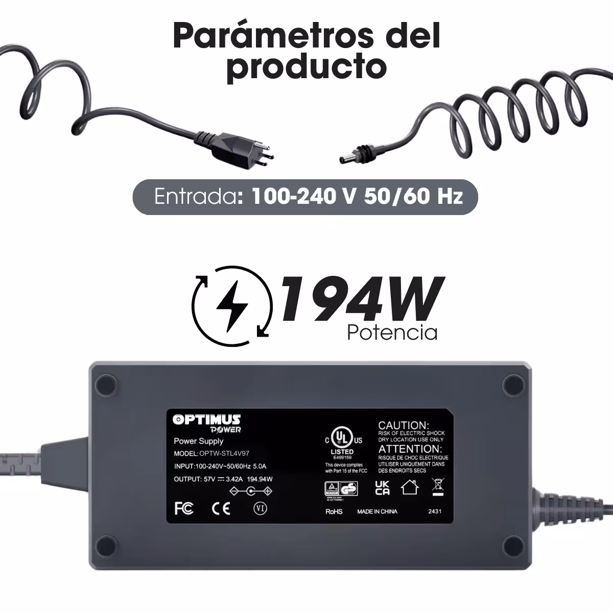 Cargador Starlink Gen 3 (Versión 4 V4) adaptador de CA de 195 W para Starlink, repuesto, cargador de Antena Estandar Starlink V4