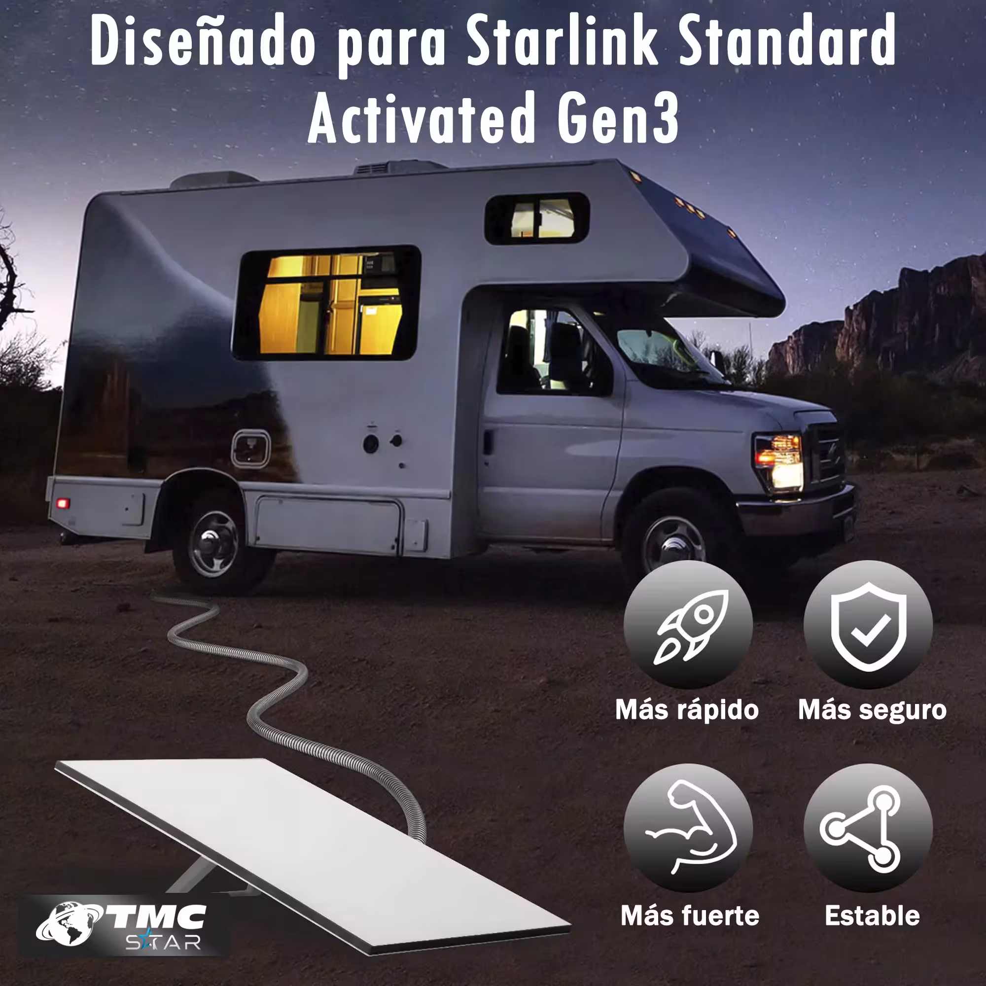Cable blindado para Starlink Gen 3 V4 25 metros acero inoxidable | TMC STAR