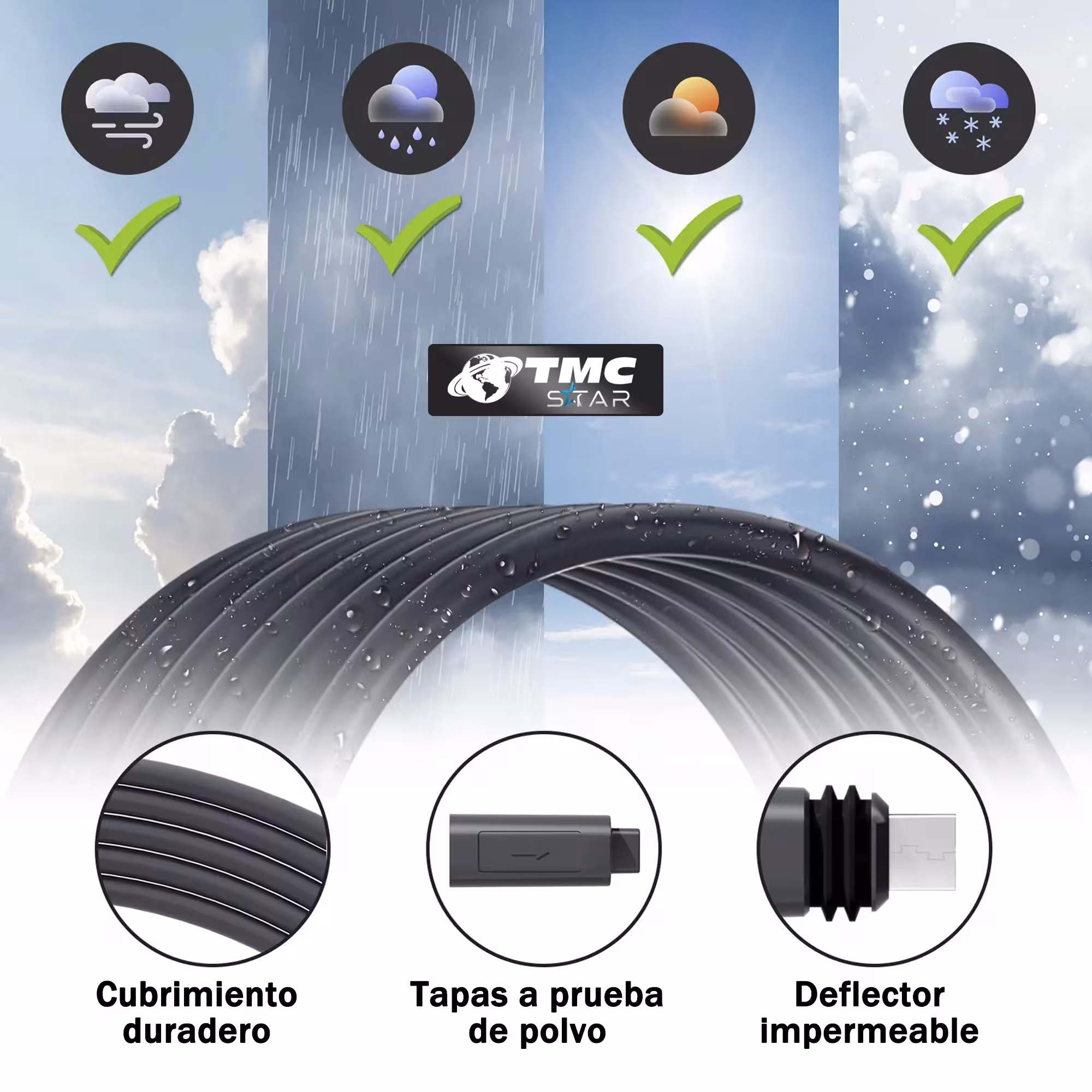 Cable Para Starlink Gen V2 150 Pies (46 Metros) – Extensión Impermeable para Satélite Starlink V2 | TMC STAR