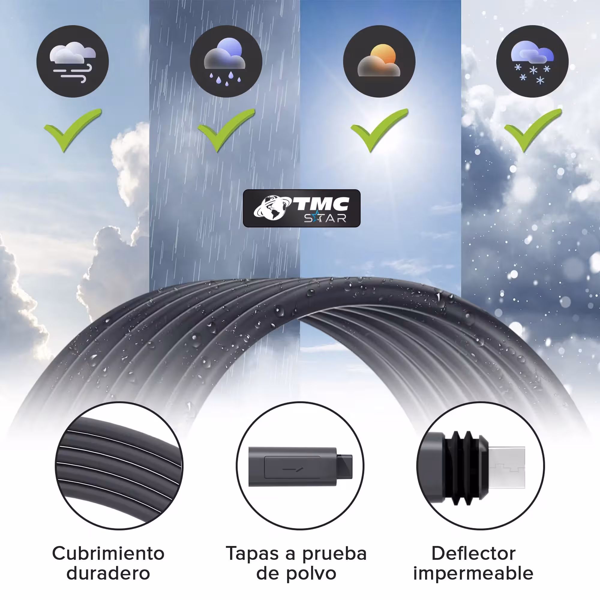 Cable Para Starlink Standard Gen 2 de 23 Metros – Extensión Impermeable para Satélite Starlink V2 Blindado y resistente